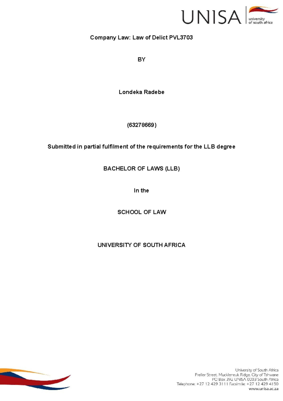 company-law-assign-02-materials-company-law-law-of-delict-pvl-by