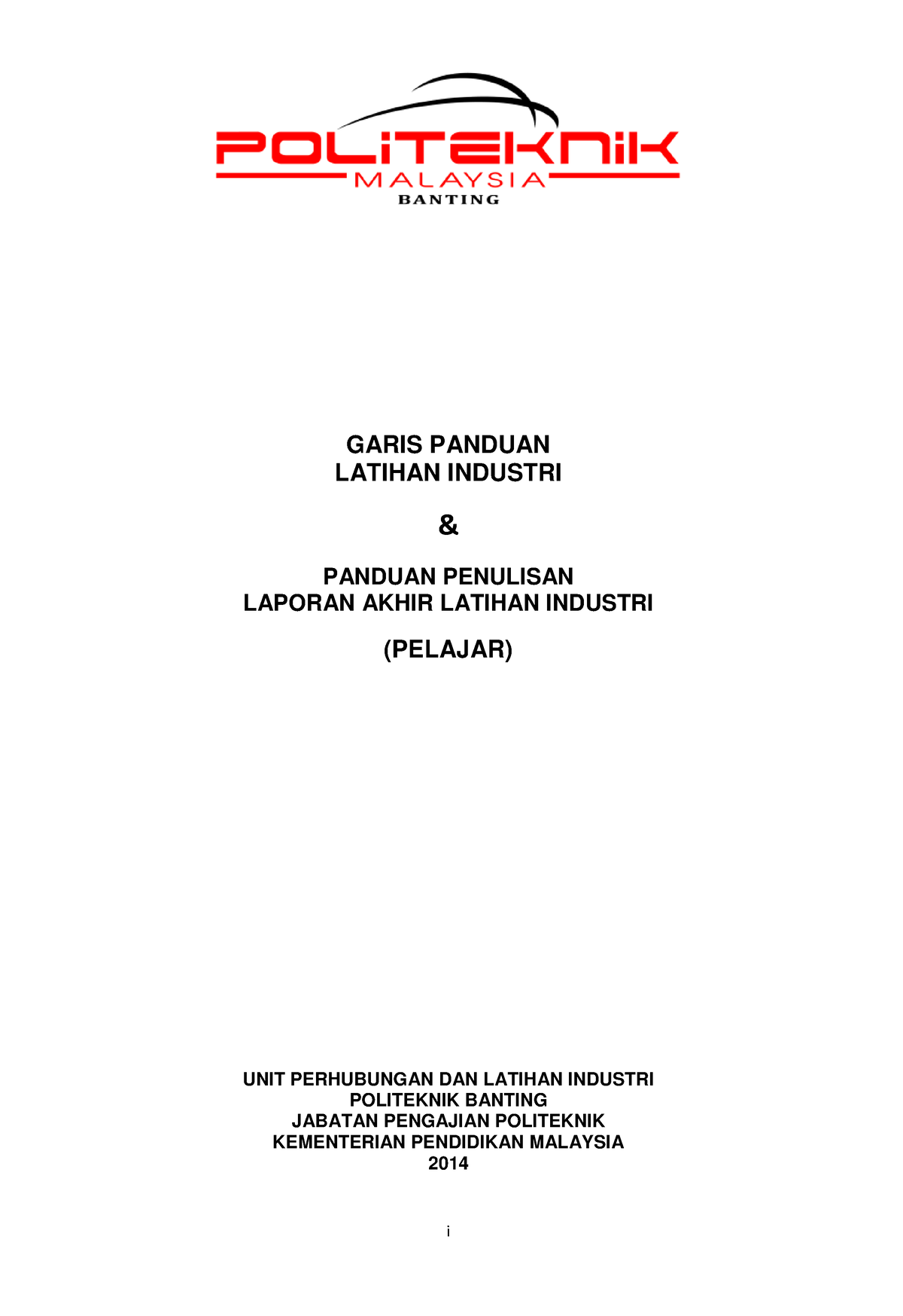 Panduan Penulisan Laporan Akhir Latihan Industri 2 I Garis Panduan Latihan Industri And Panduan 4693