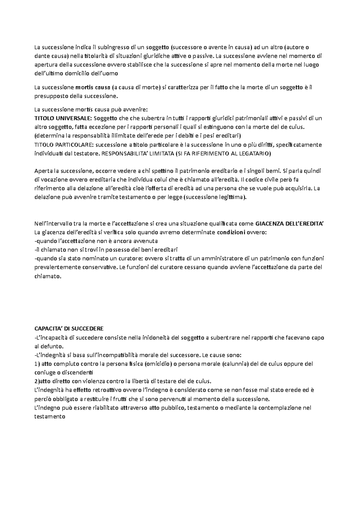 si fa ad un successore