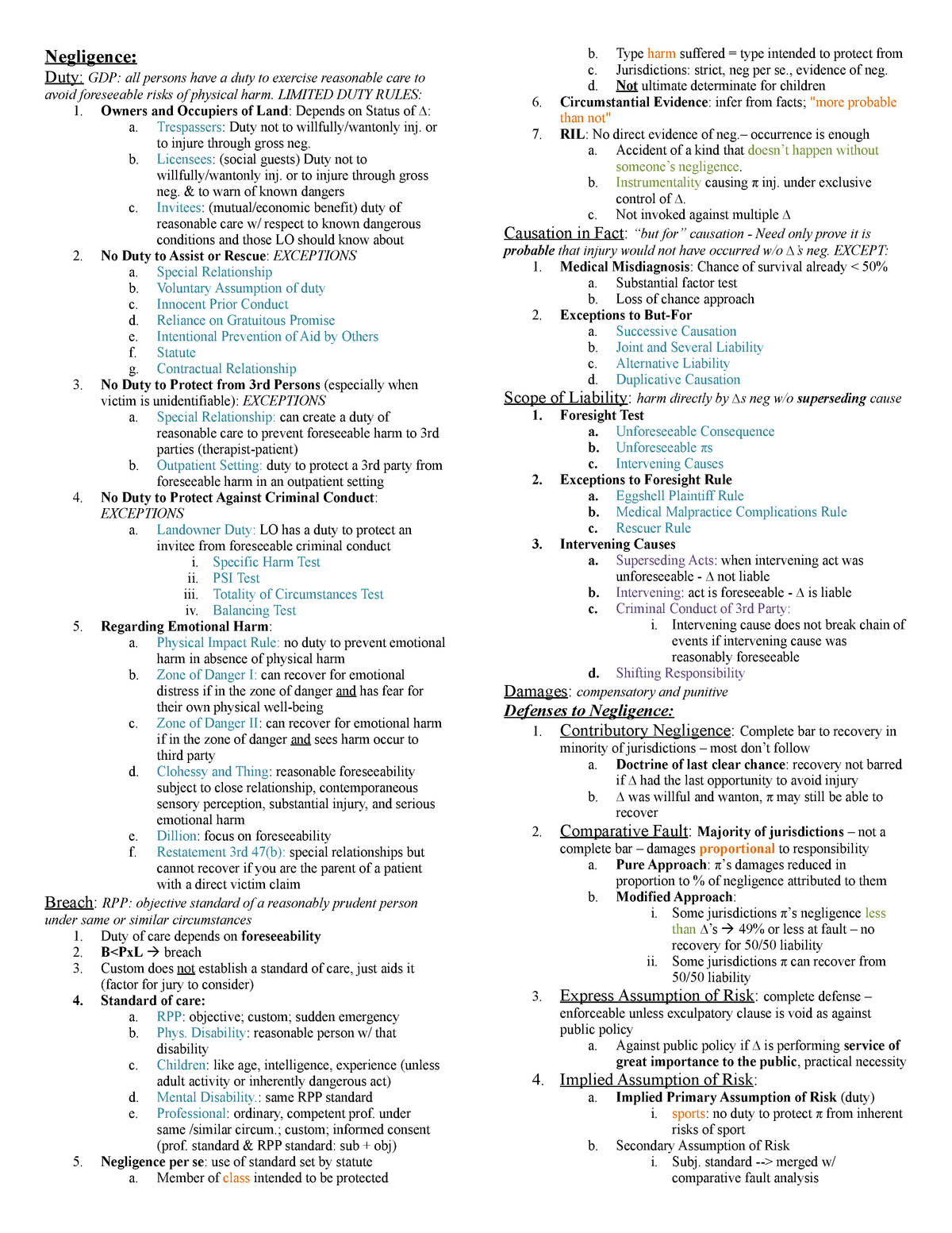 Torts Attack outline - LAW 101 - Loyola - Studocu