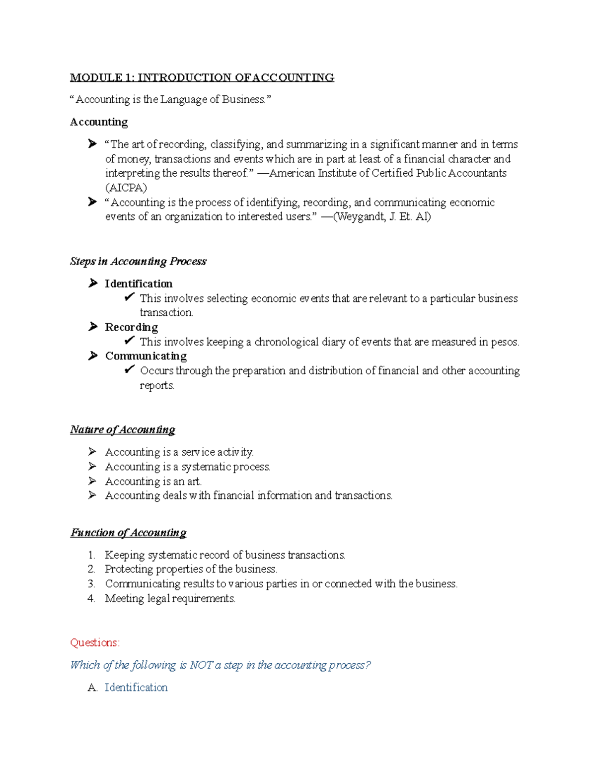 Reviewer 1ST PPT (FABM) - MODULE 1: INTRODUCTION OF ACCOUNTING ...