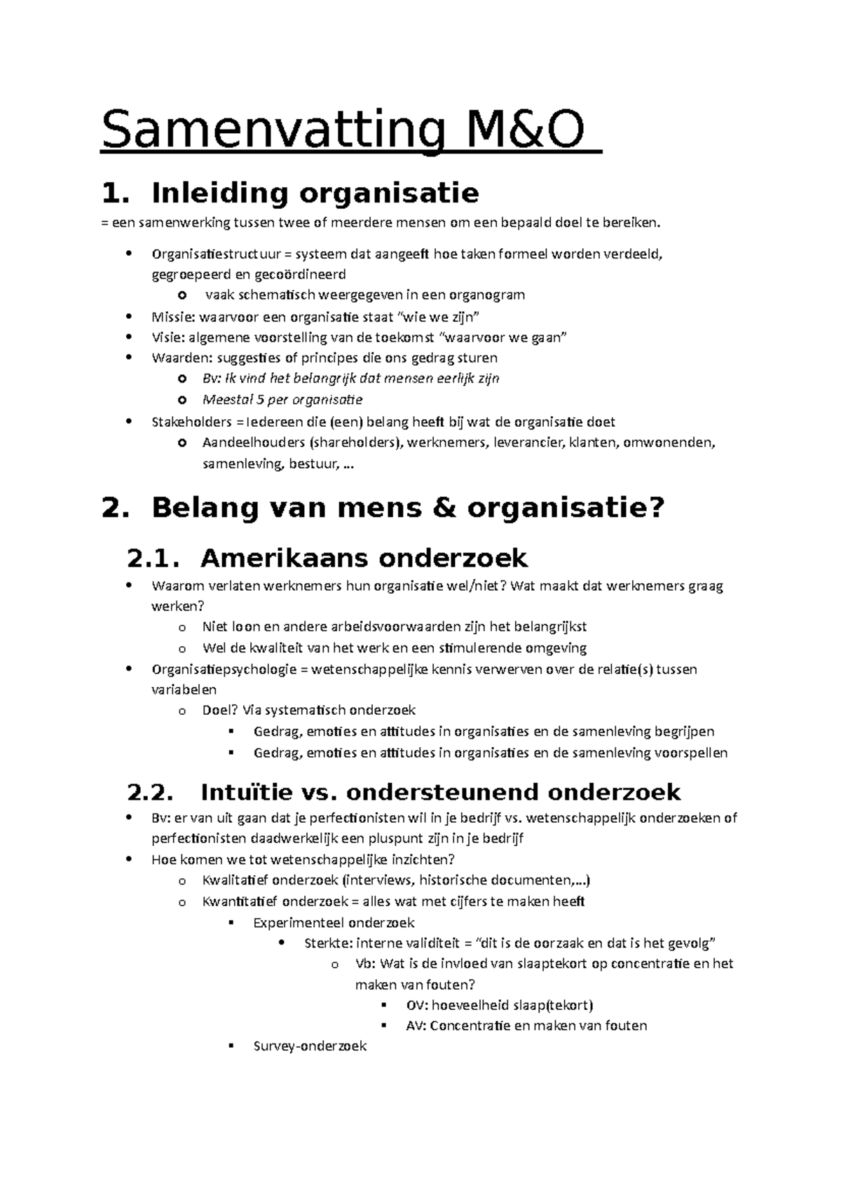 Mens En Organisatie Samenvatting 2022 Samenvatting Mando 1 Inleiding