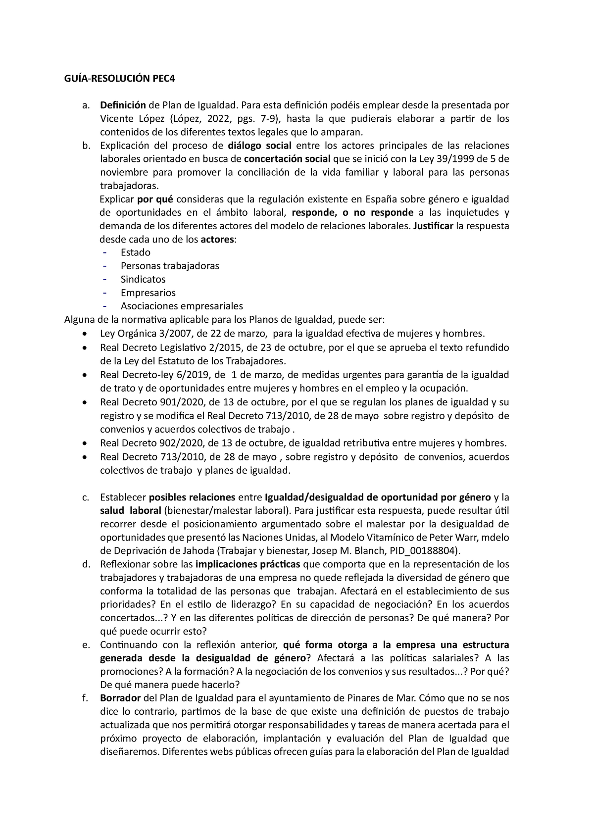 Guia Resolucion Pec Gu A Resoluci N Pec A Definici N De Plan De Igualdad Para Esta