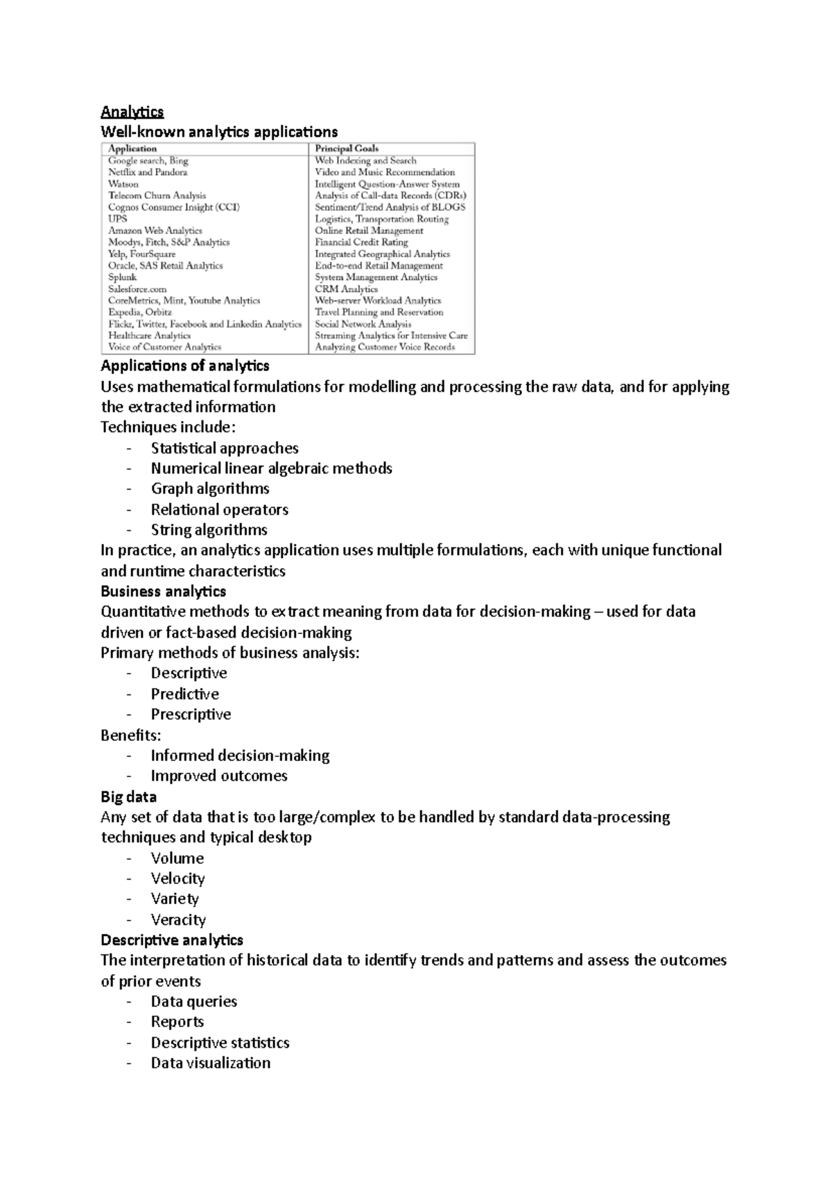 ECON1042 lecture 2 - Analytics Well-known analytics applications ...