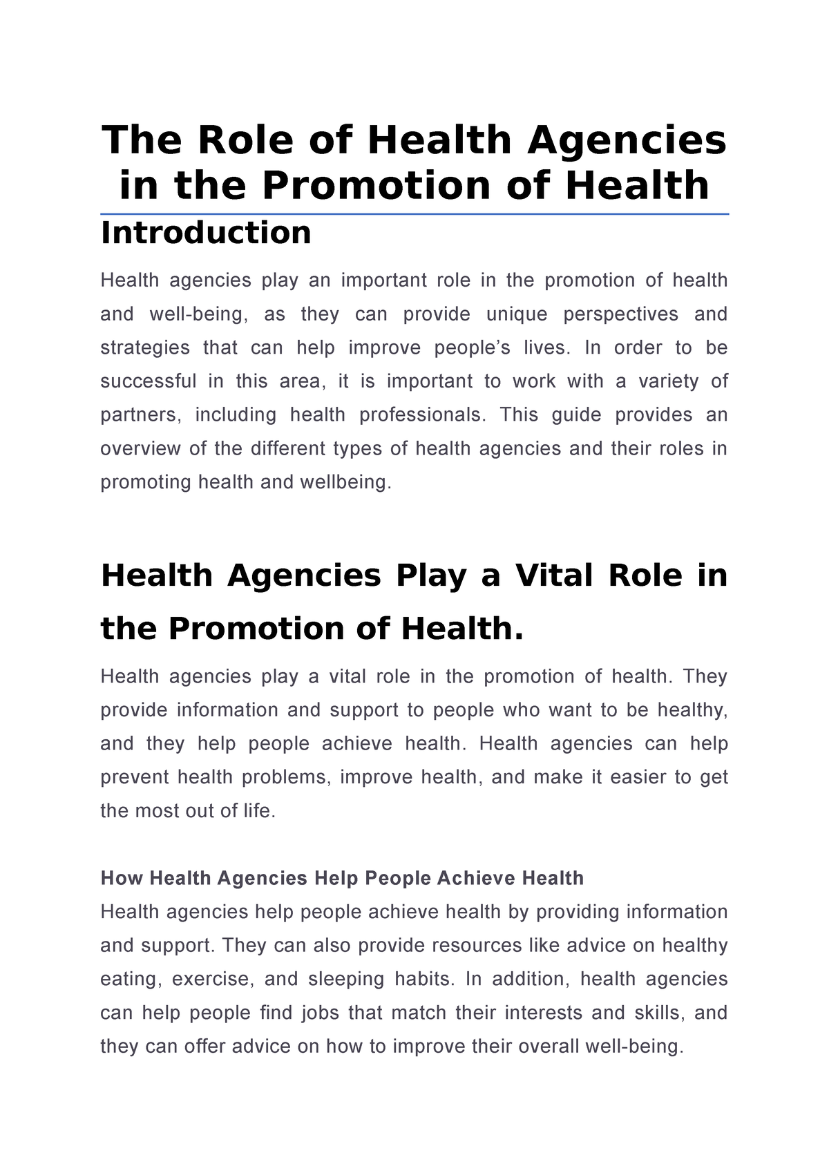 the-role-of-health-agencies-in-the-promotion-of-health-the-role-of