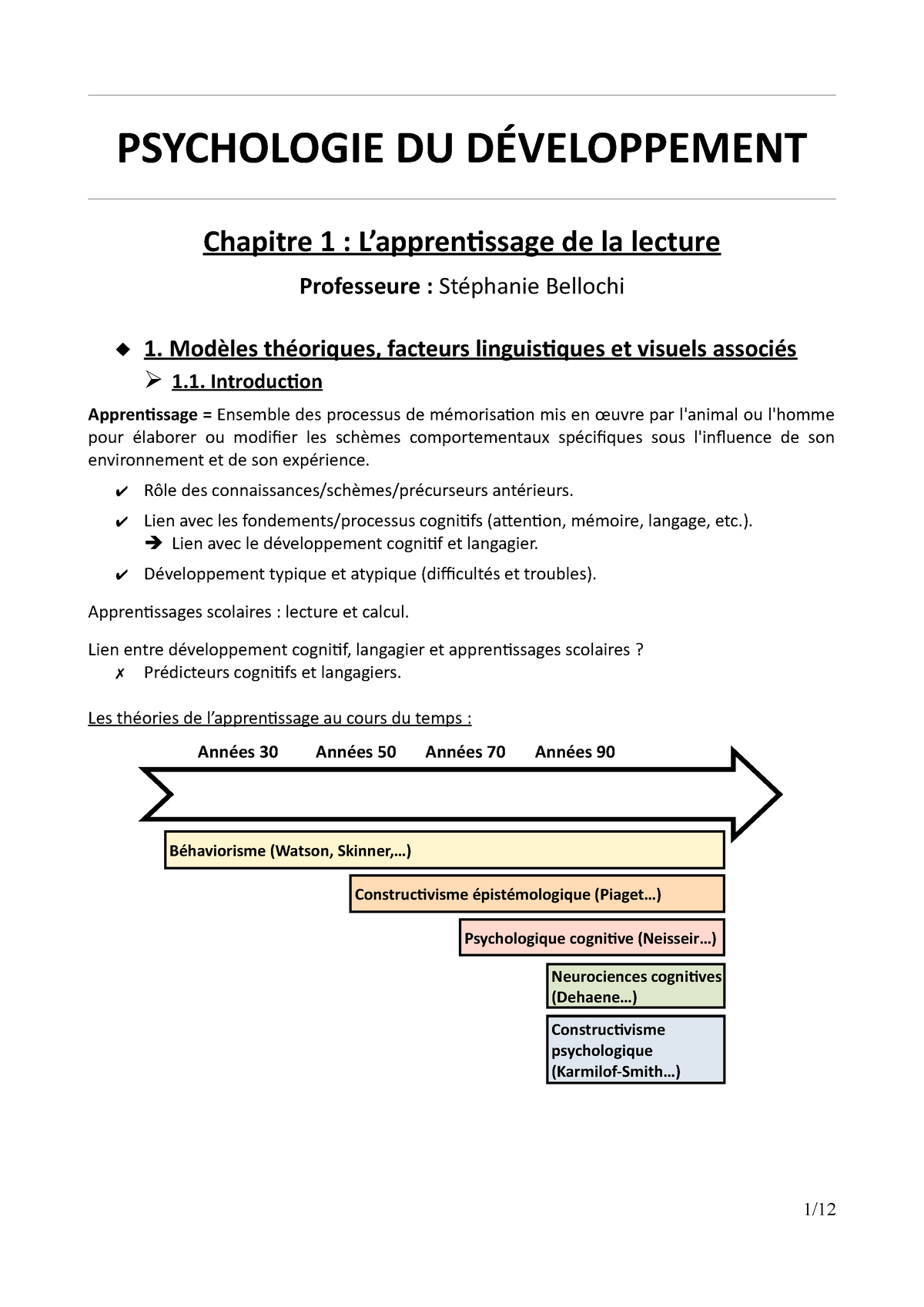 CM - Consolidation En Psychologie Du Développement - Chapitre 1 ...