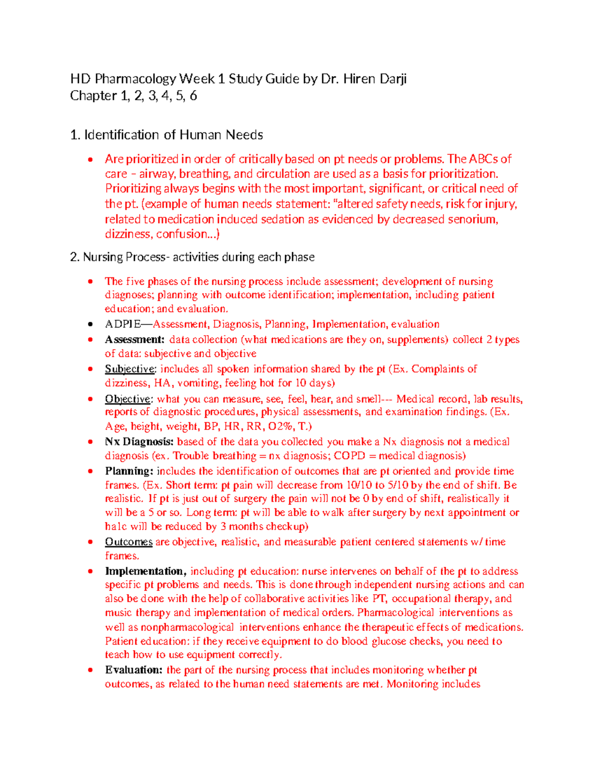 Exam 1 Study Guide - HD Pharmacology Week 1 Study Guide By Dr. Hiren ...