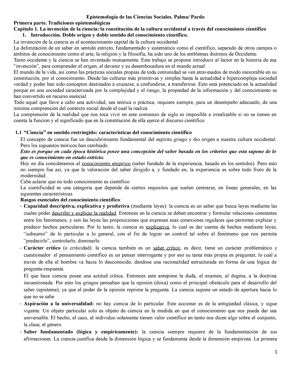 Epistemología. Resumen Para El Primer Parcial - Epistemología De Las ...