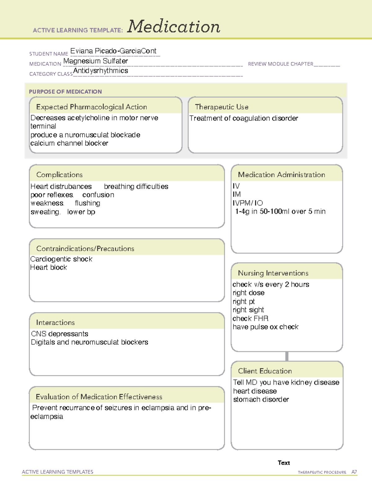 Magnesium Sulfater Med Active Learning Template medication-2 - ACTIVE ...