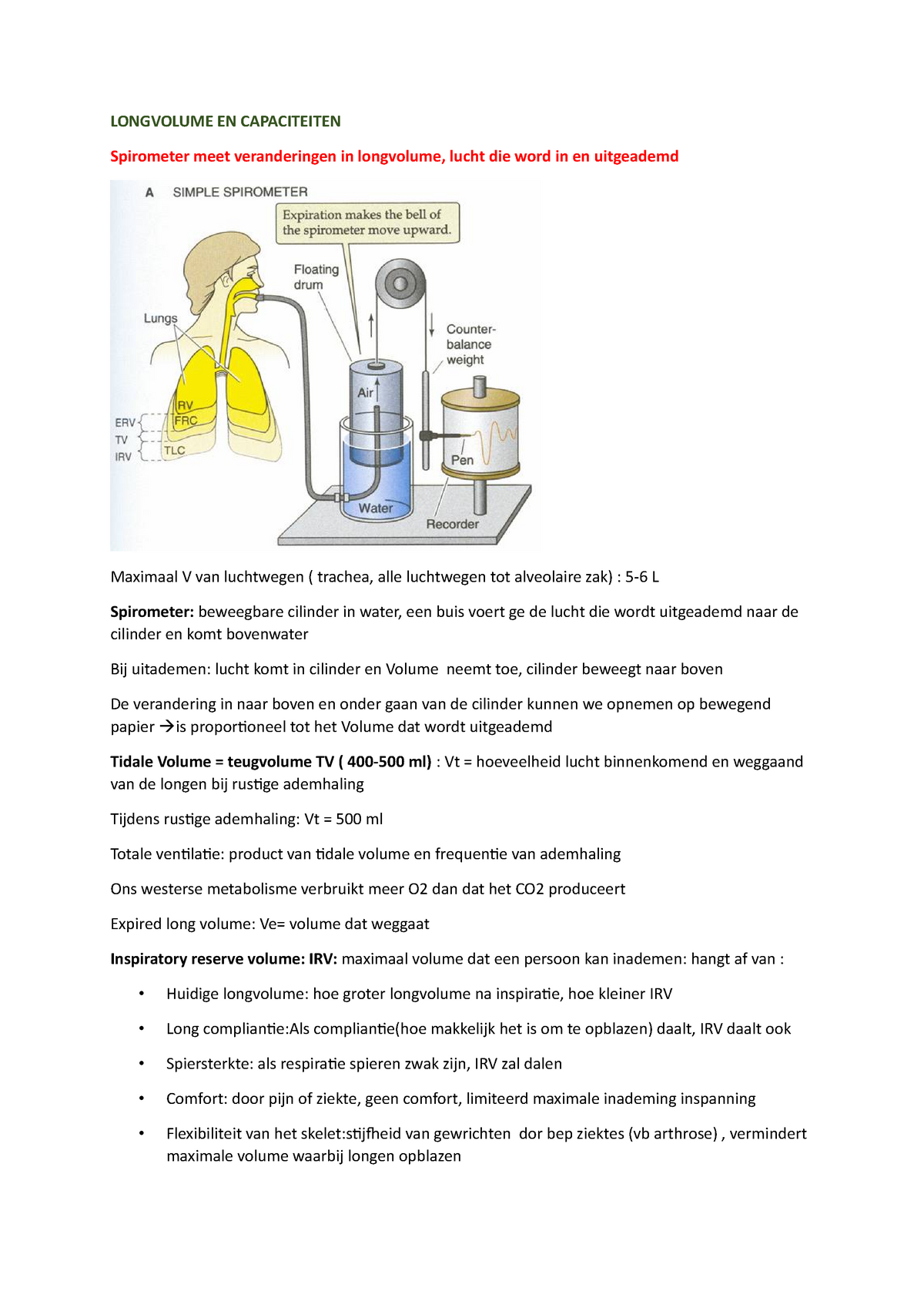 Biofysica ZSO 9 Biofysica Spirometer - LONGVOLUME EN CAPACITEITEN ...