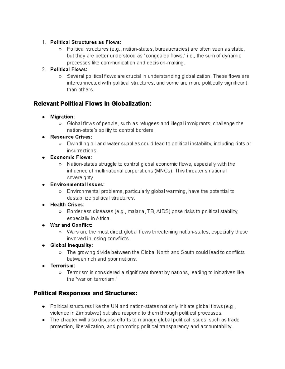 Chapter 5 - summarized notes - Political Structures as Flows: Political ...