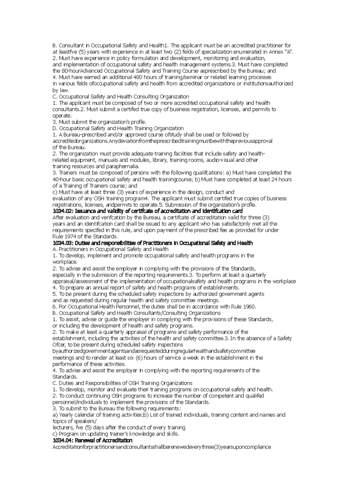 Osh 57 - occupational safety management notes - B. Consultant in ...