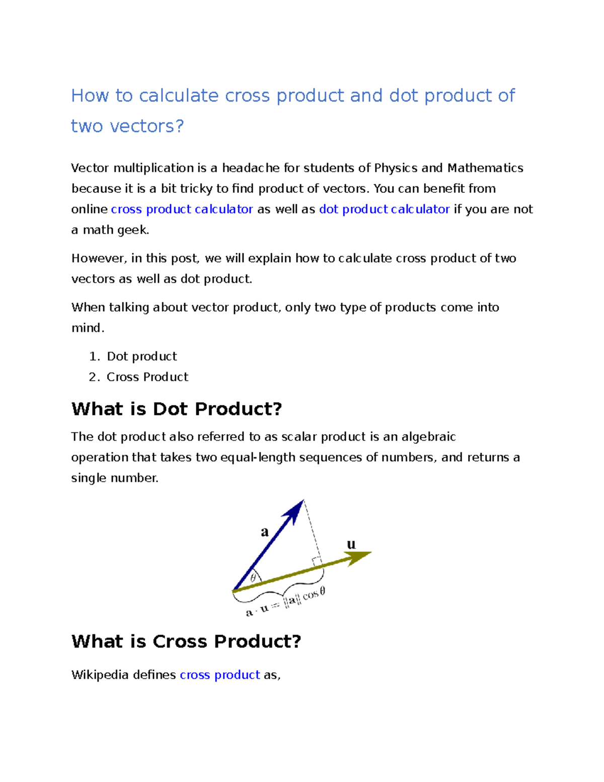 What Is The Physical Meaning Of Cross And Dot Product