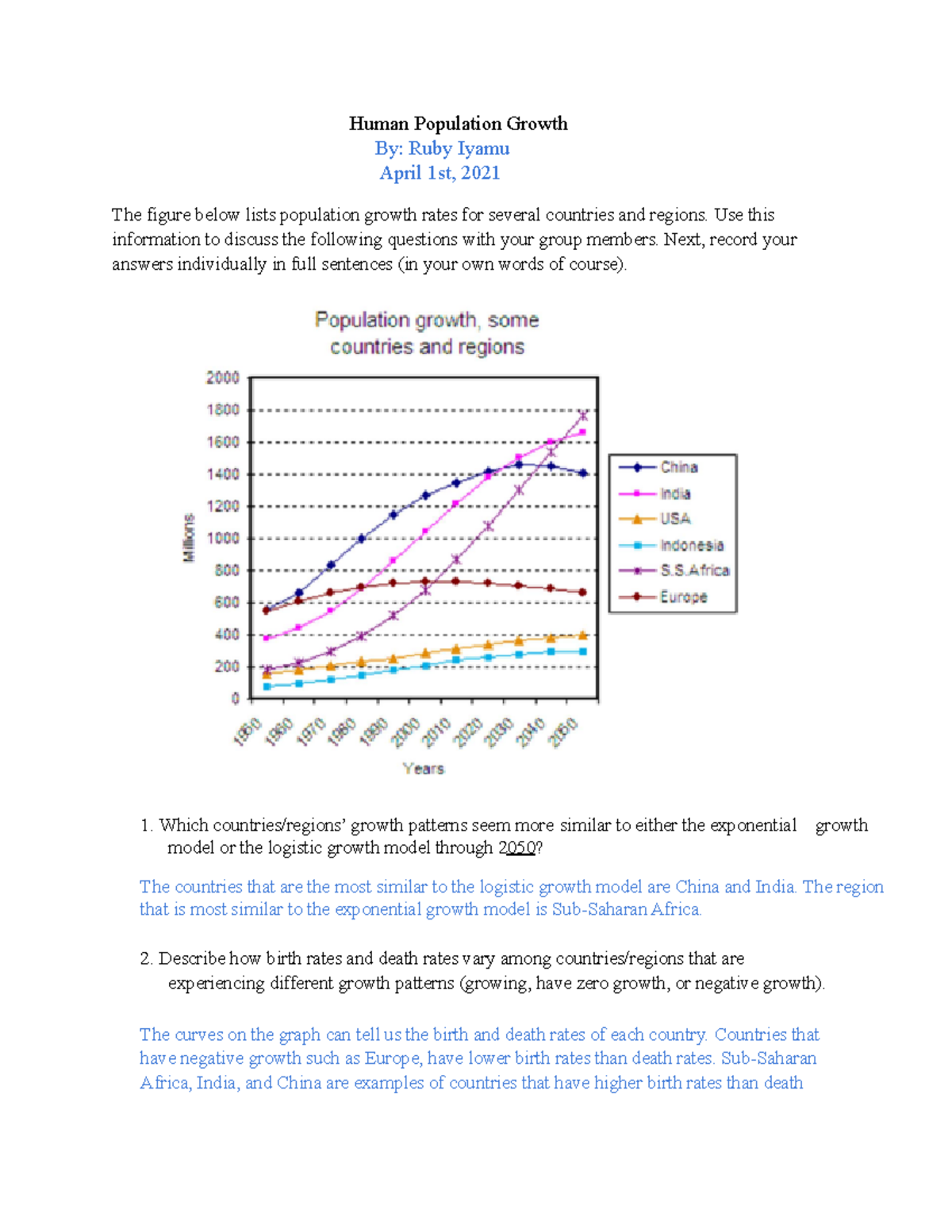 case study the human population answer key