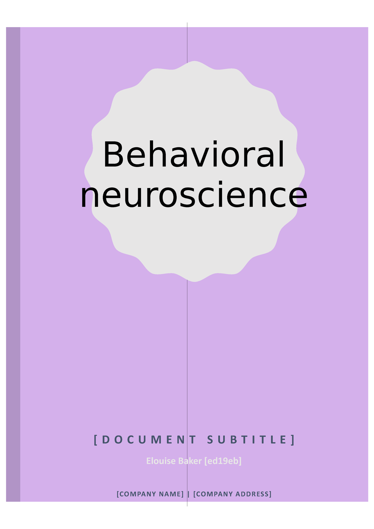 Behavioural Neuroscience - Behavioral Neuroscience [ D O C U M E N T S ...