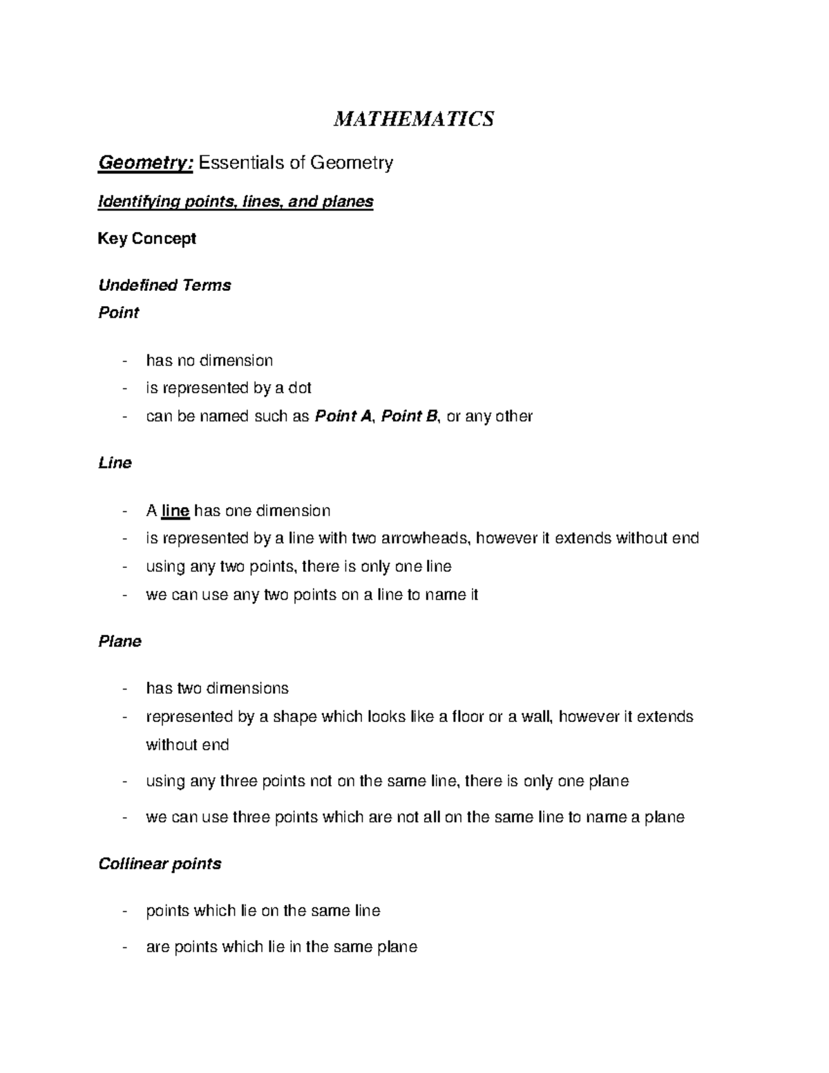 Geometry Essentials of Geometry MATHEMATICS Geometry Essentials of