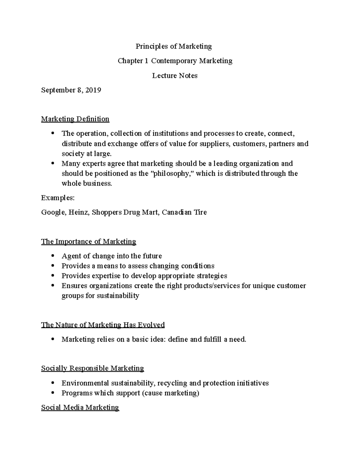 Principles Of Marketing Chapter 1 Lecture Notes - Principles Of ...