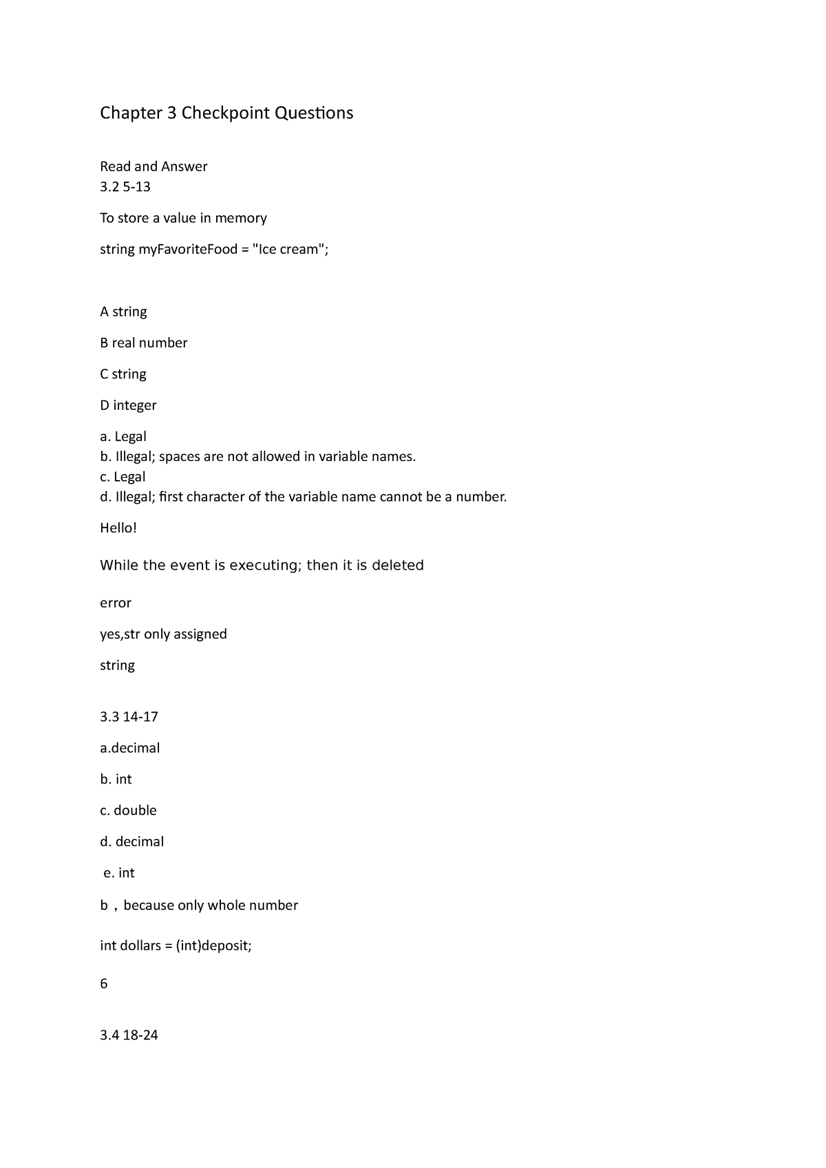 Chapter 3 Checkpoint Questions - Chapter 3 Checkpoint Questions Read ...