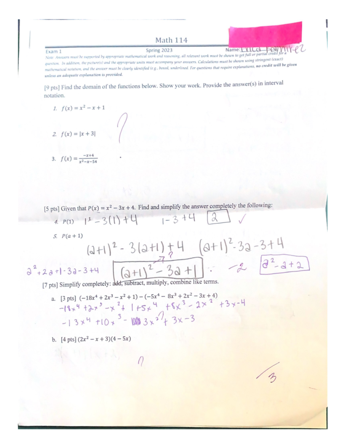 Exam 1 - test - MATH 114 - Studocu
