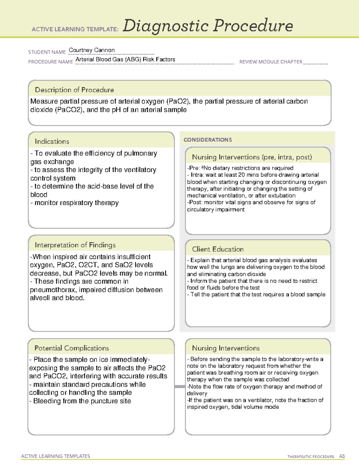 ABGs RFs - ABGs - ACTIVE LEARNING TEMPLATES TherapeuTic procedure A ...