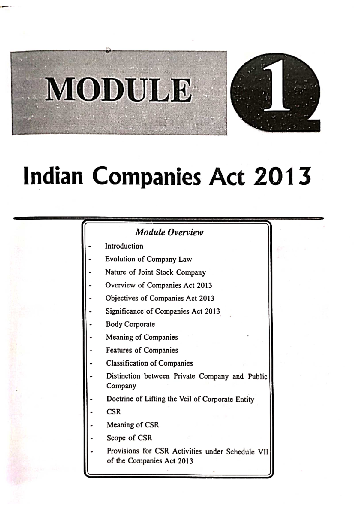 Indian Companies ACT 2013 UNIT 1 Studocu