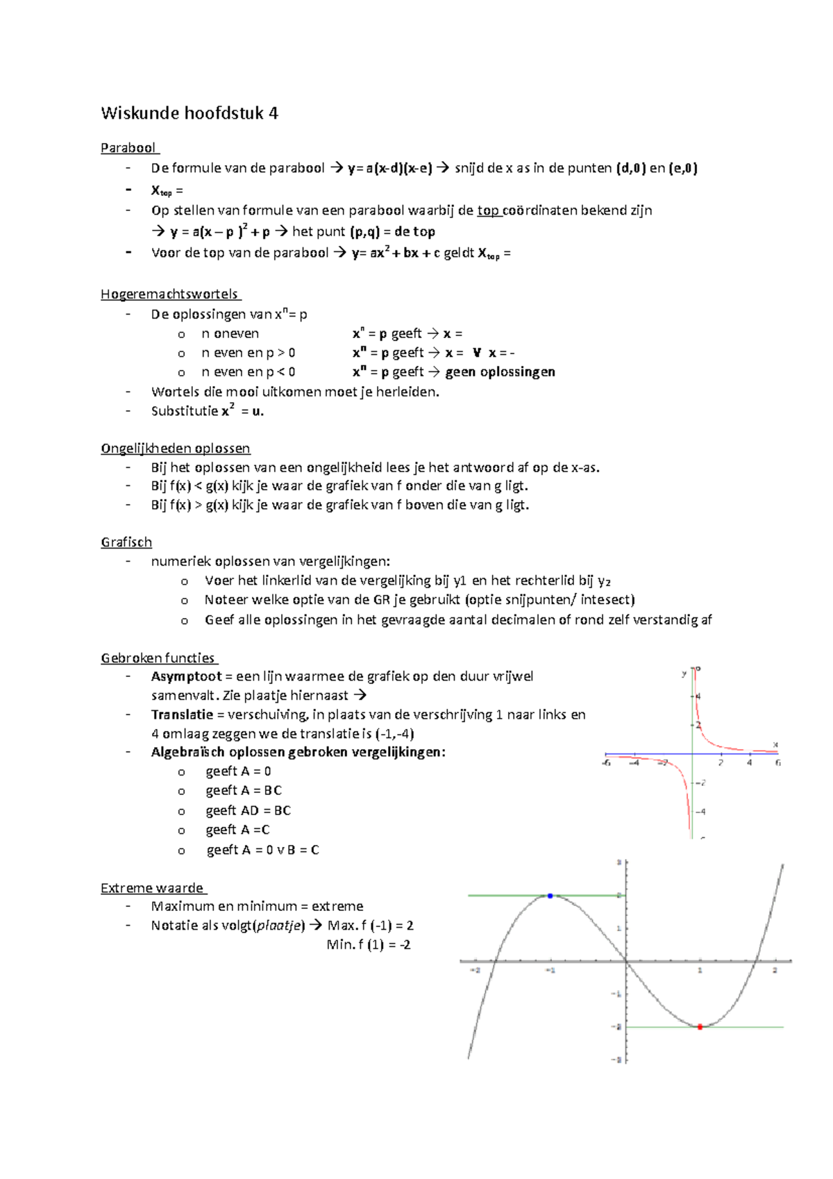 Wiskunde-B Getal En Ruimte H4 - Wiskunde Hoofdstuk 4 Parabool De ...