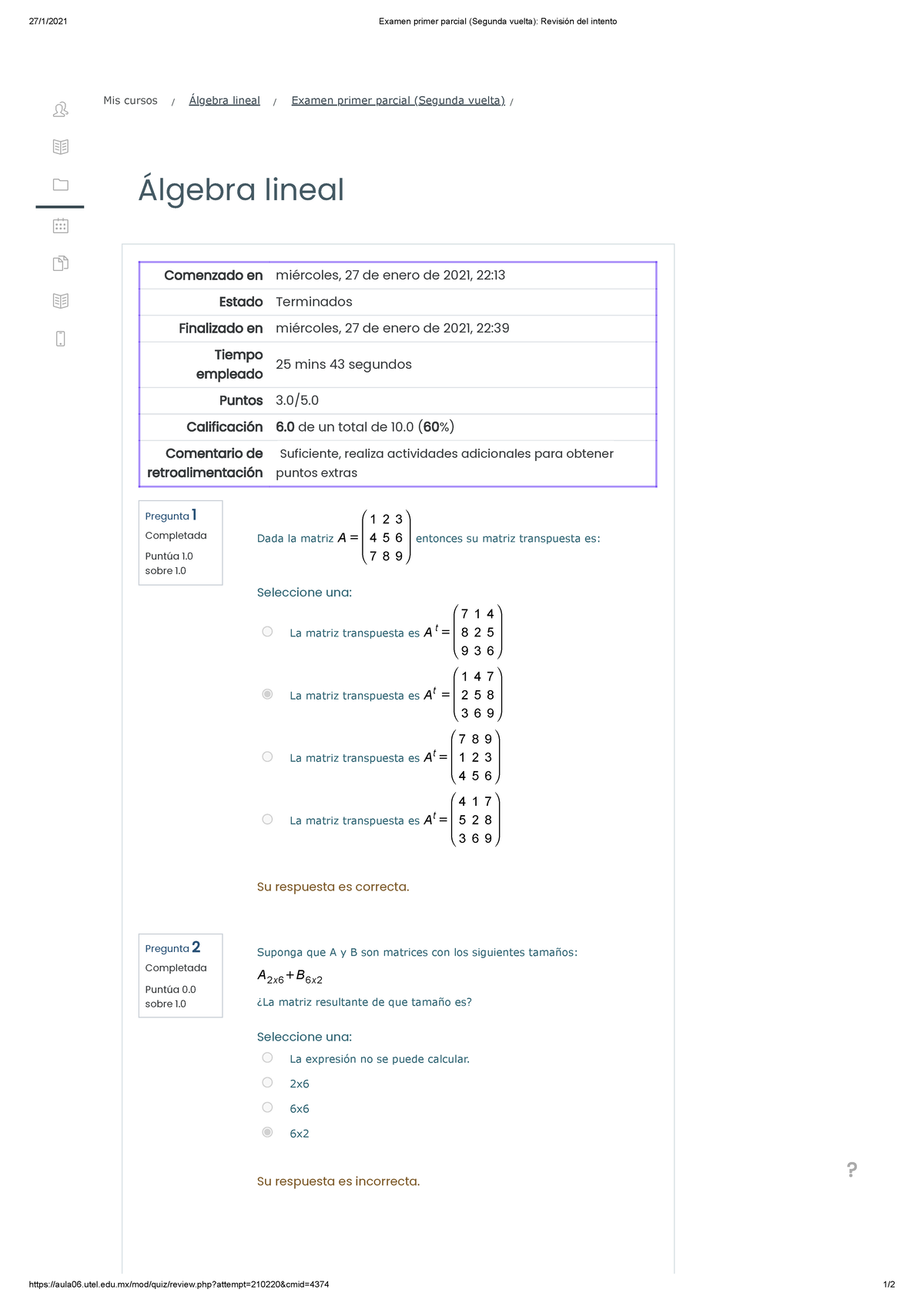 597807918 Examen Primer Parcial Segunda Vuelta Algebra Lineal Revision ...