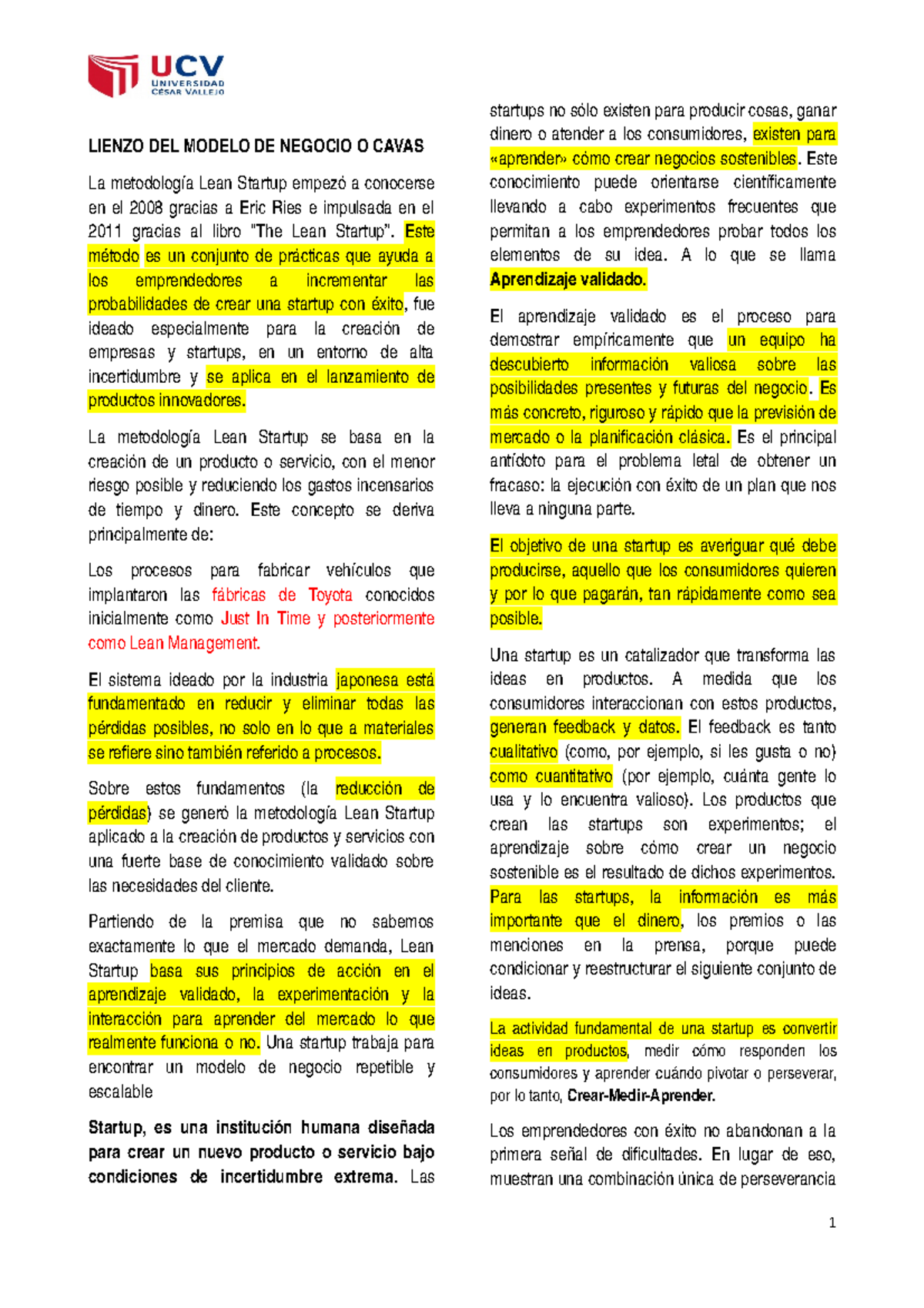 Manual Lean startup Lienzo ed - LIENZO DEL MODELO DE NEGOCIO O CAVAS La ...