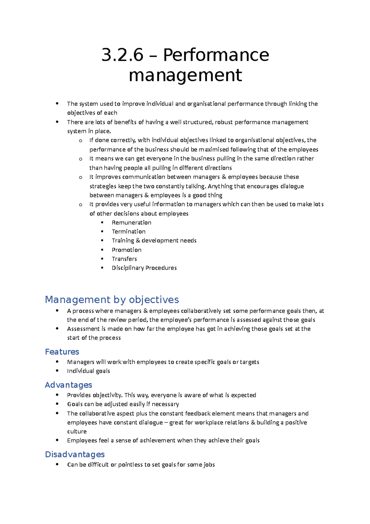 3.2.6 study notes - 3.2 – Performance management The system used to ...
