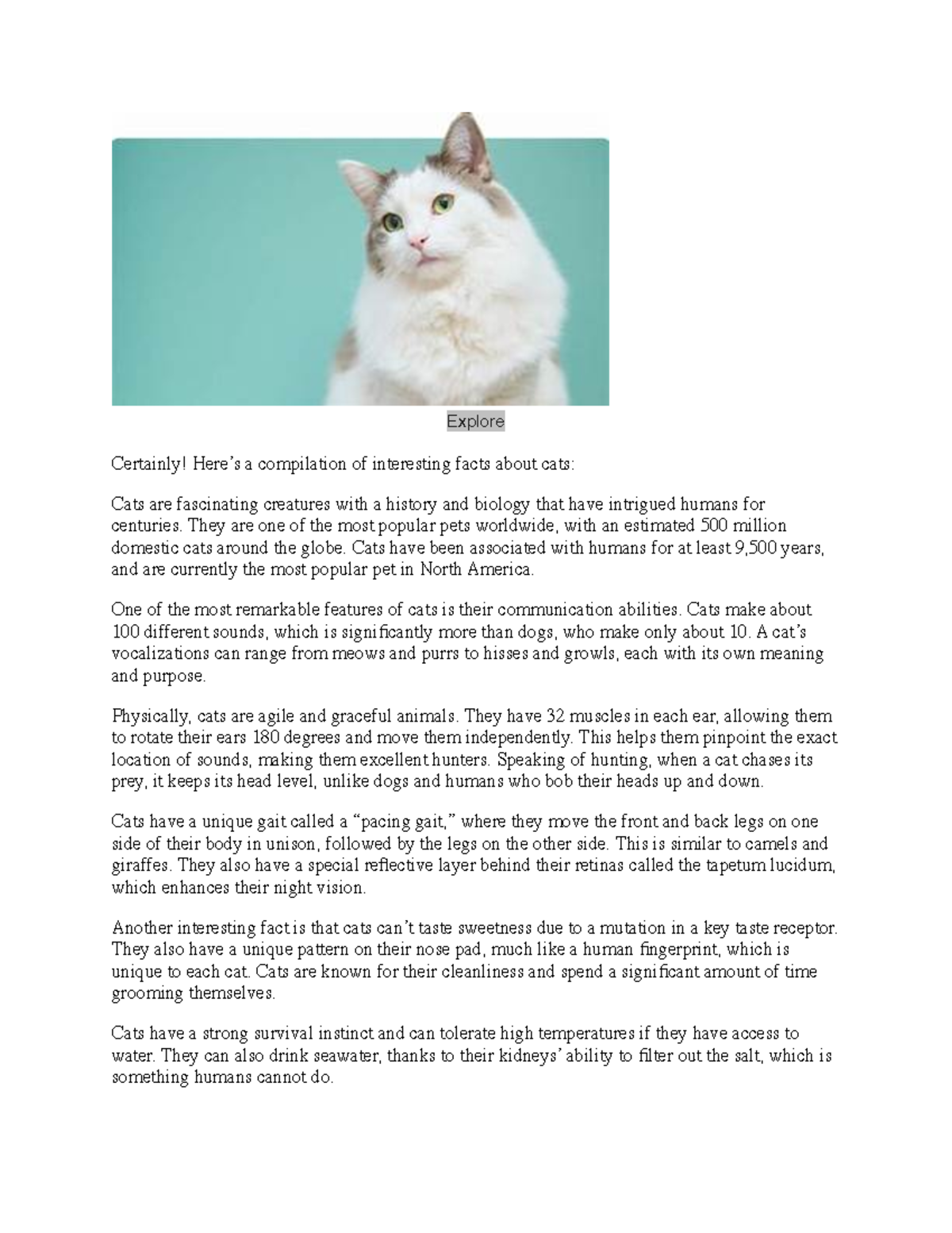 Cat information - Explore Certainly! Here’s a compilation of ...