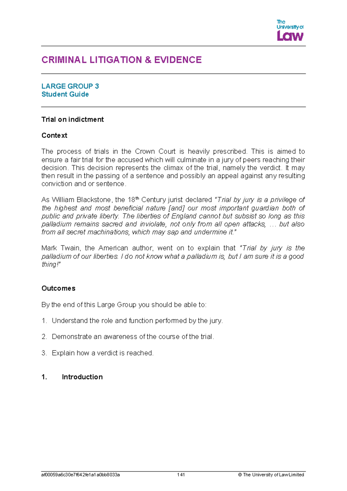 2324 Large group 3 Student Notes- Blank - CRIMINAL LITIGATION ...