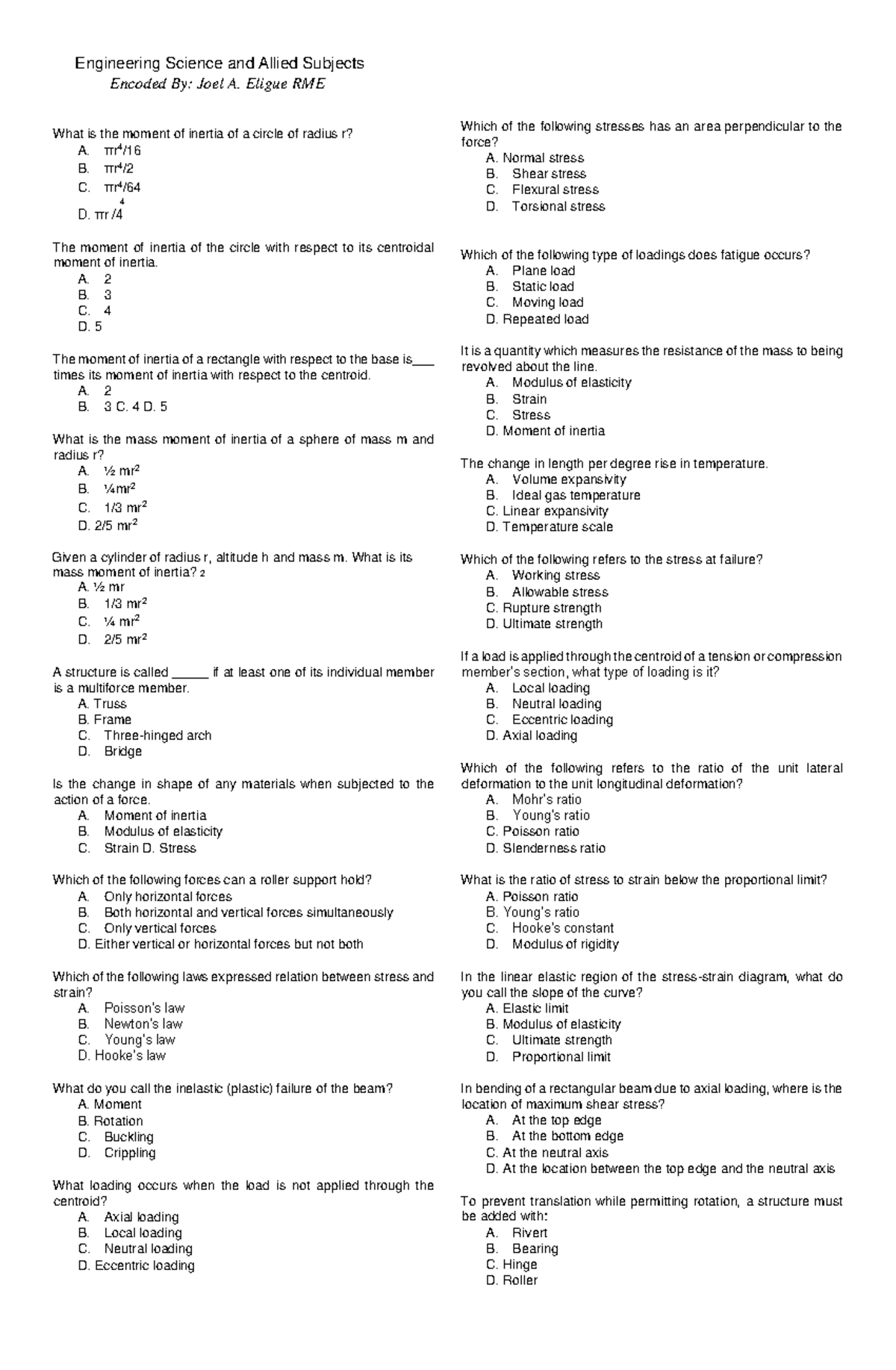 ESAS Objectives 1 Walang Sagot WITH ANSWERS OBJECTIVE TYPES IN EE/ESAS ...