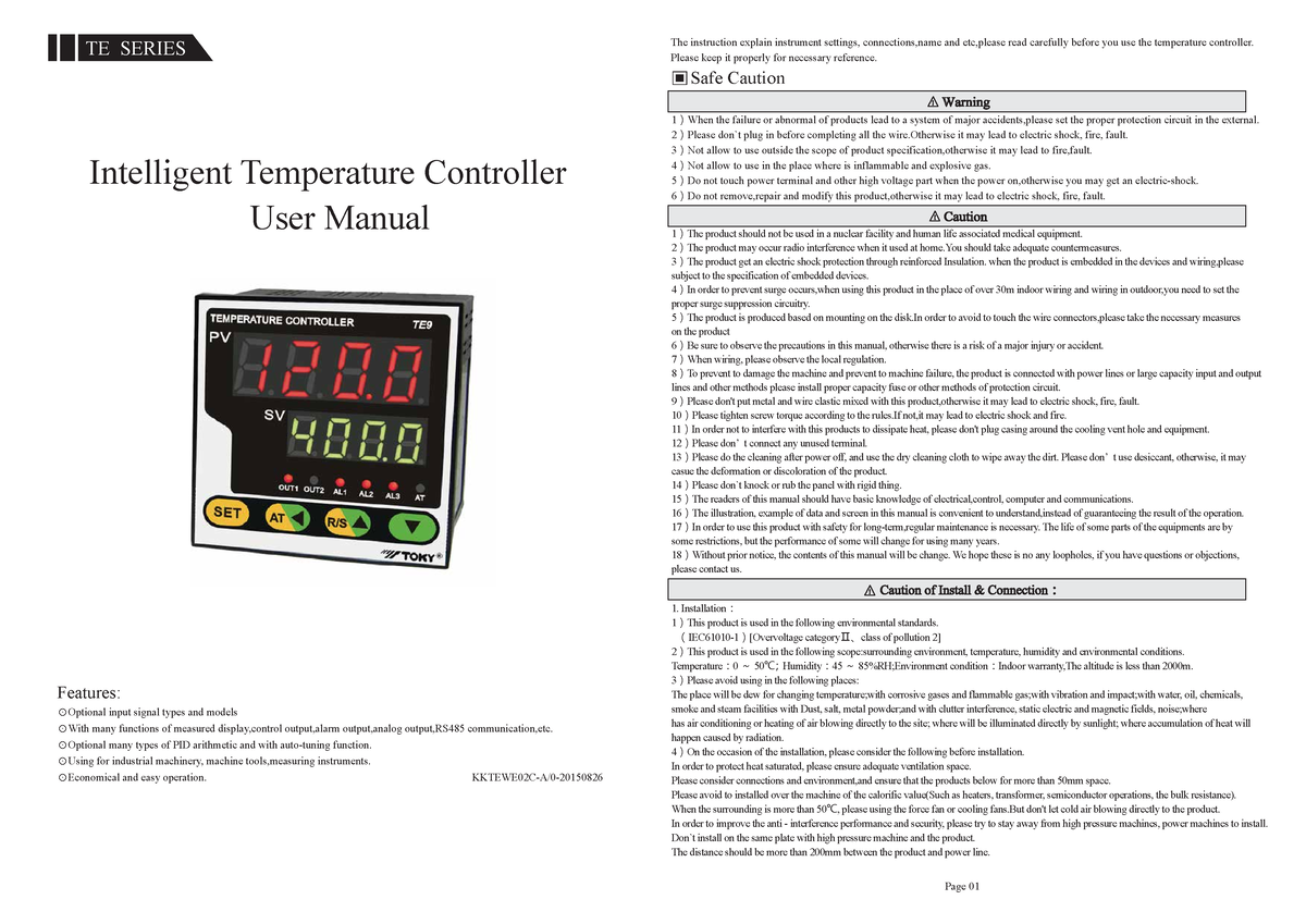 TE Series 2022 user manual - Intelligent Temperature Controller User ...