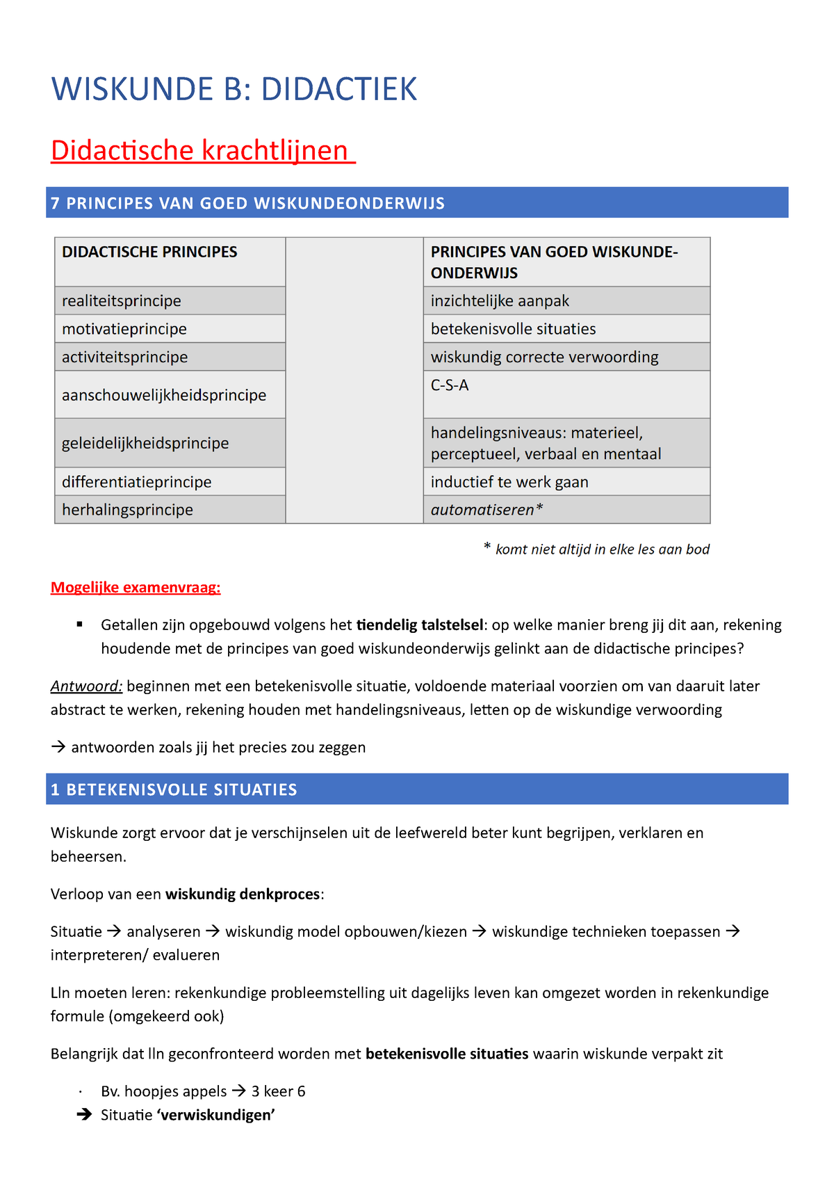 Wiskunde B Didactische Principes Samenvatting - WISKUNDE B: DIDACTIEK ...