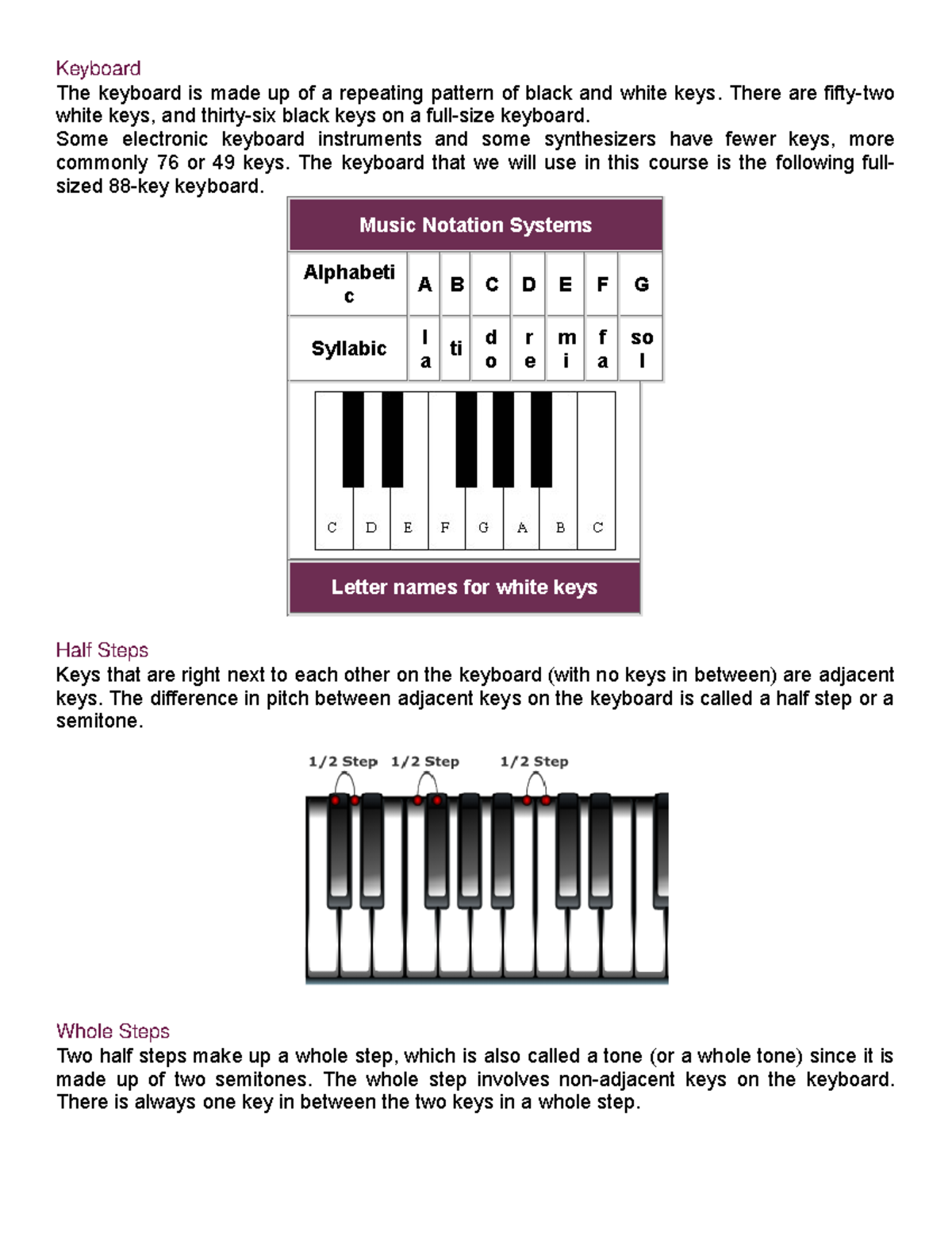 Section 1 - THE Keyboard - Keyboard The keyboard is made up of a ...