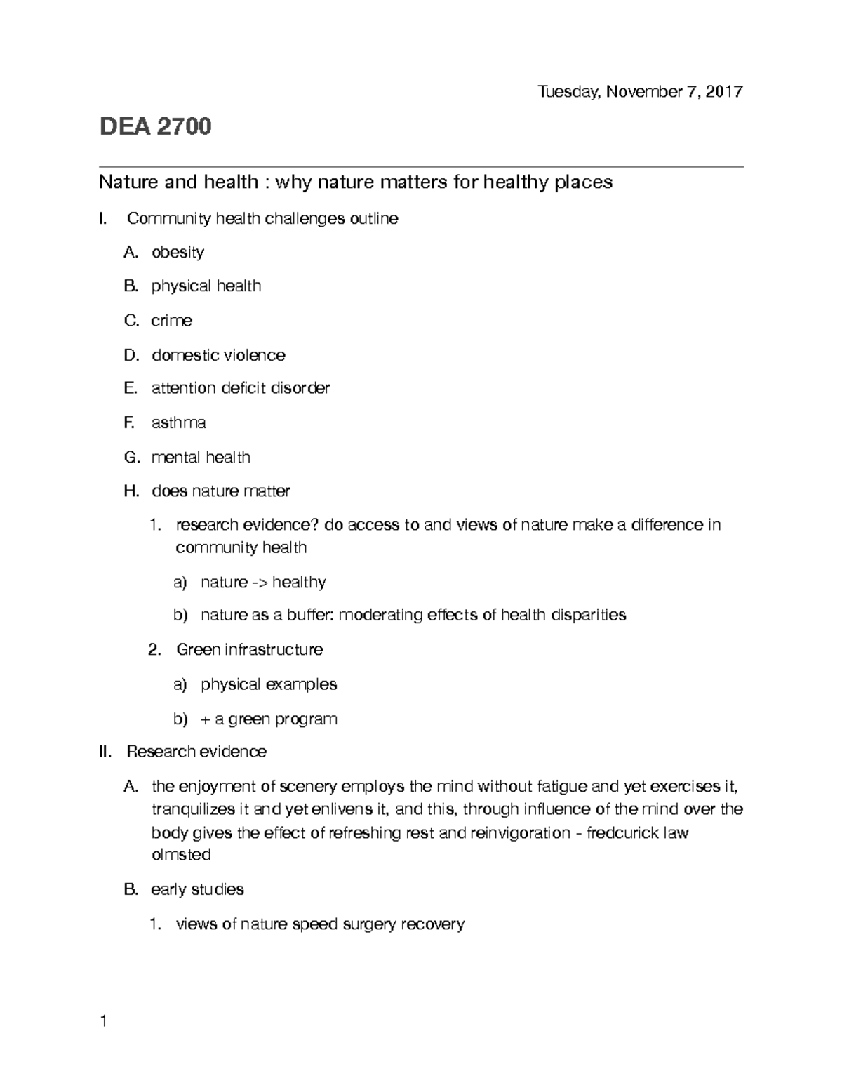 DEA 2700 notes nov7 - Professor Green - Tuesday, November 7, 2017 DEA ...