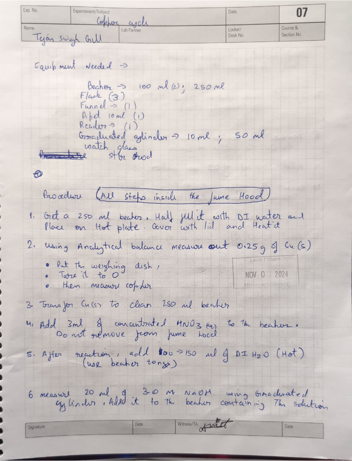 Chem postlab 2 - These are lab procedure and lab observations - Exp. No ...
