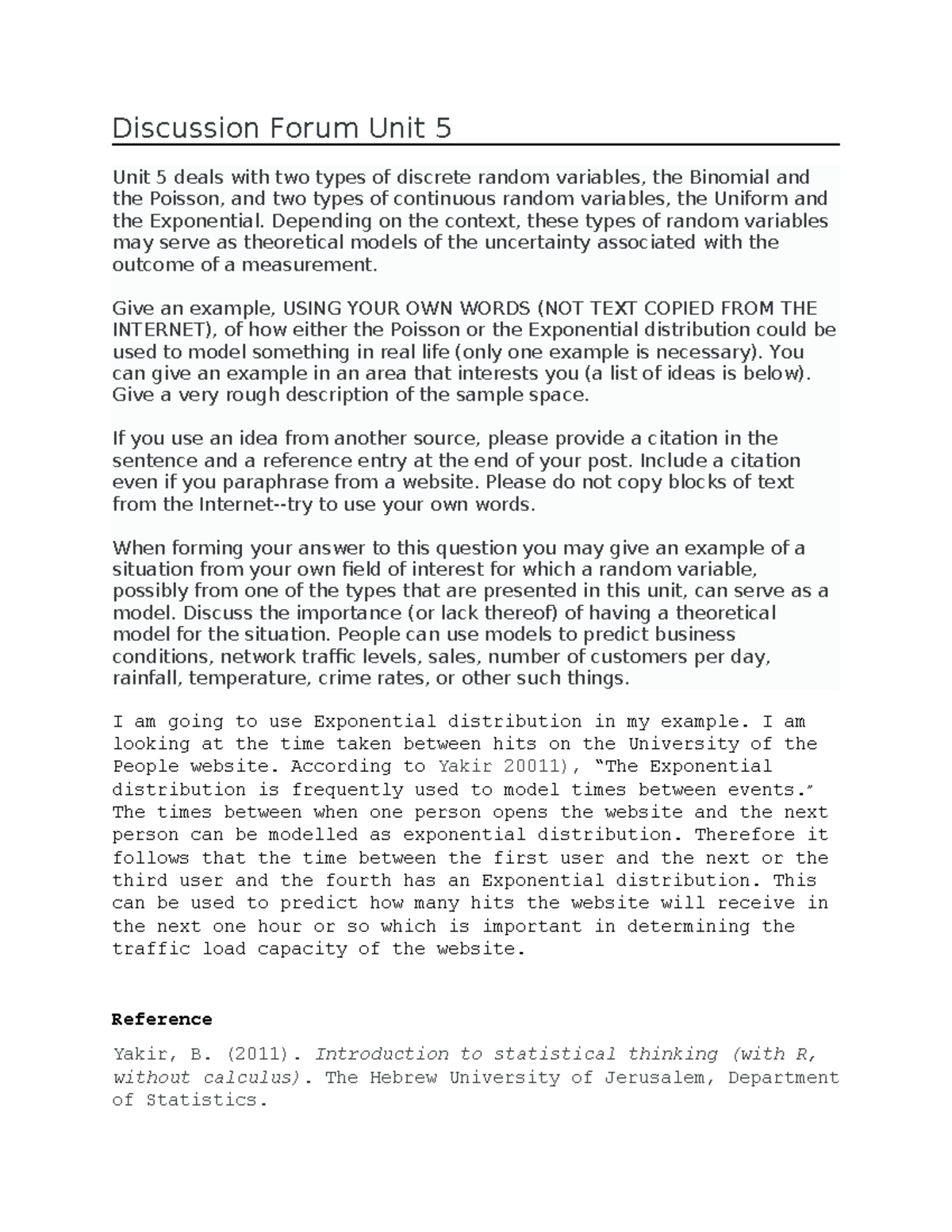 Discussion Forum Unit 5 - Depending on the context, these types of ...