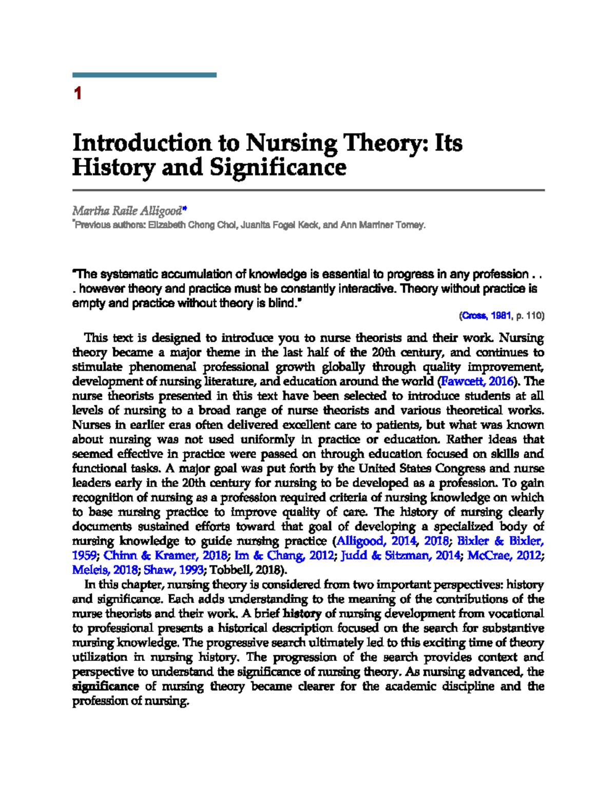 1 TFN - TFN - 1 Introduction to Nursing Theory: Its History and ...