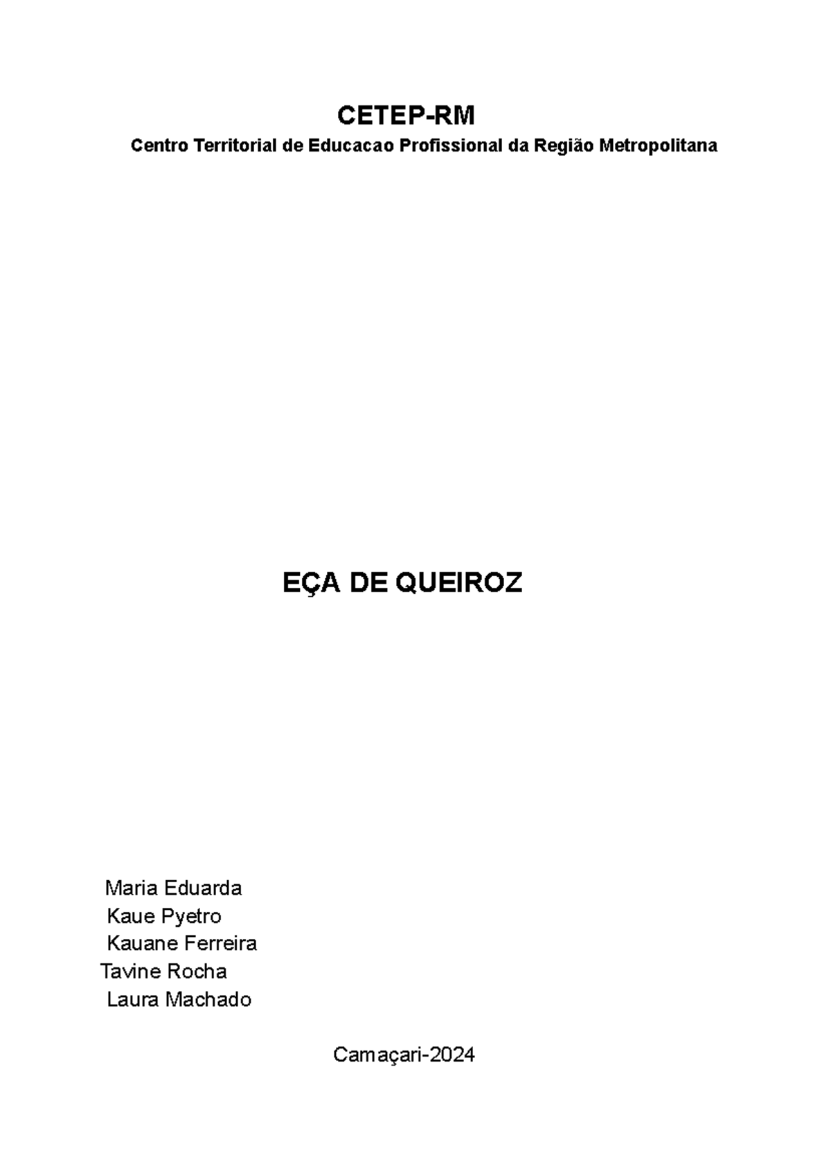EÇA - banadff - CETEP-RM Centro Territorial de Educacao Profissional da ...