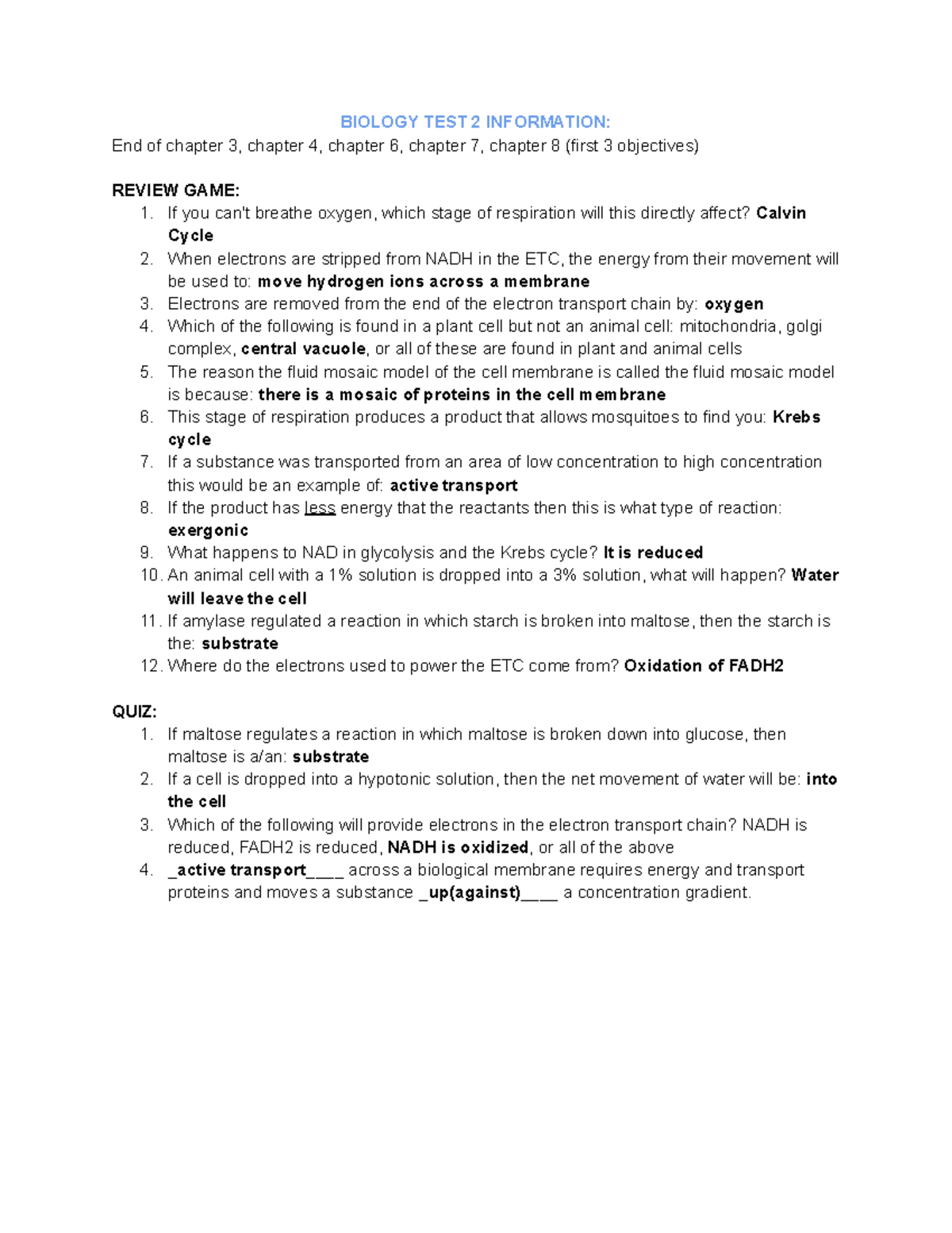 Honors Biology Test - 6ws0o5y