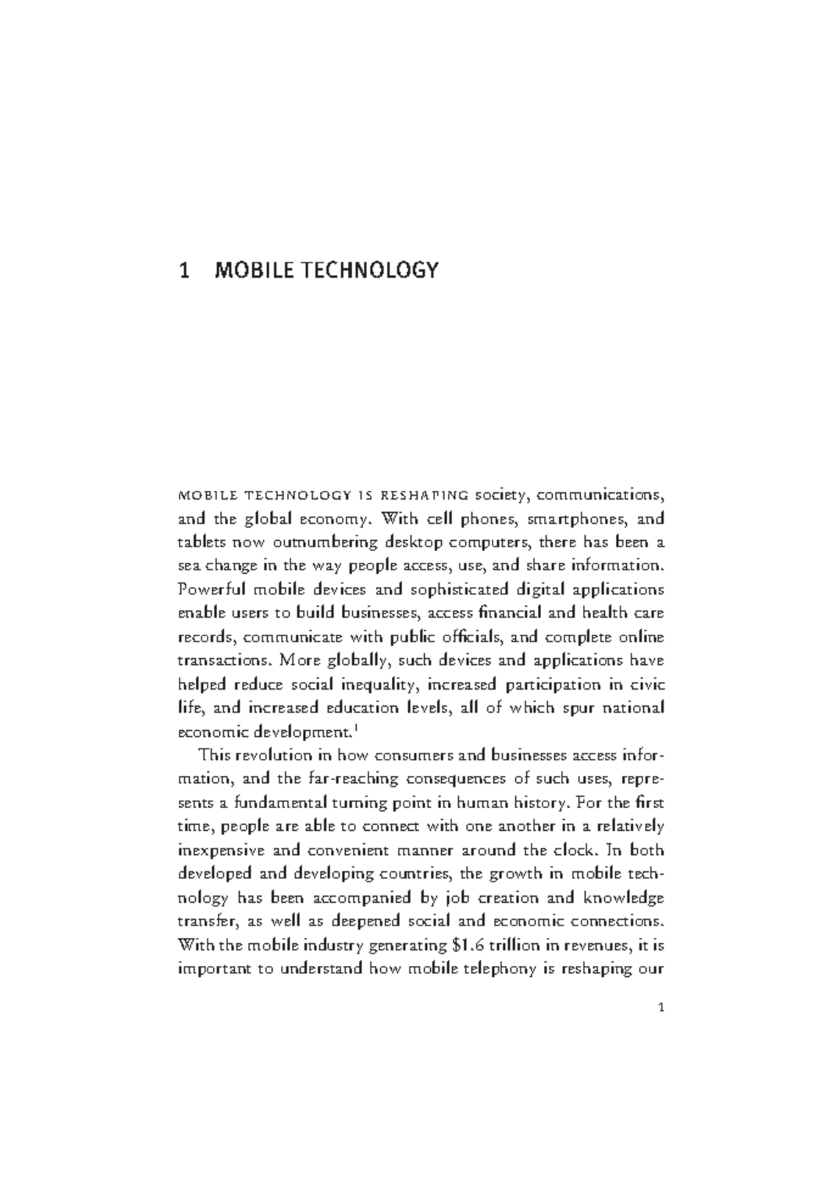Chapter-One - 1 mobile technology is reshaping society, communications ...