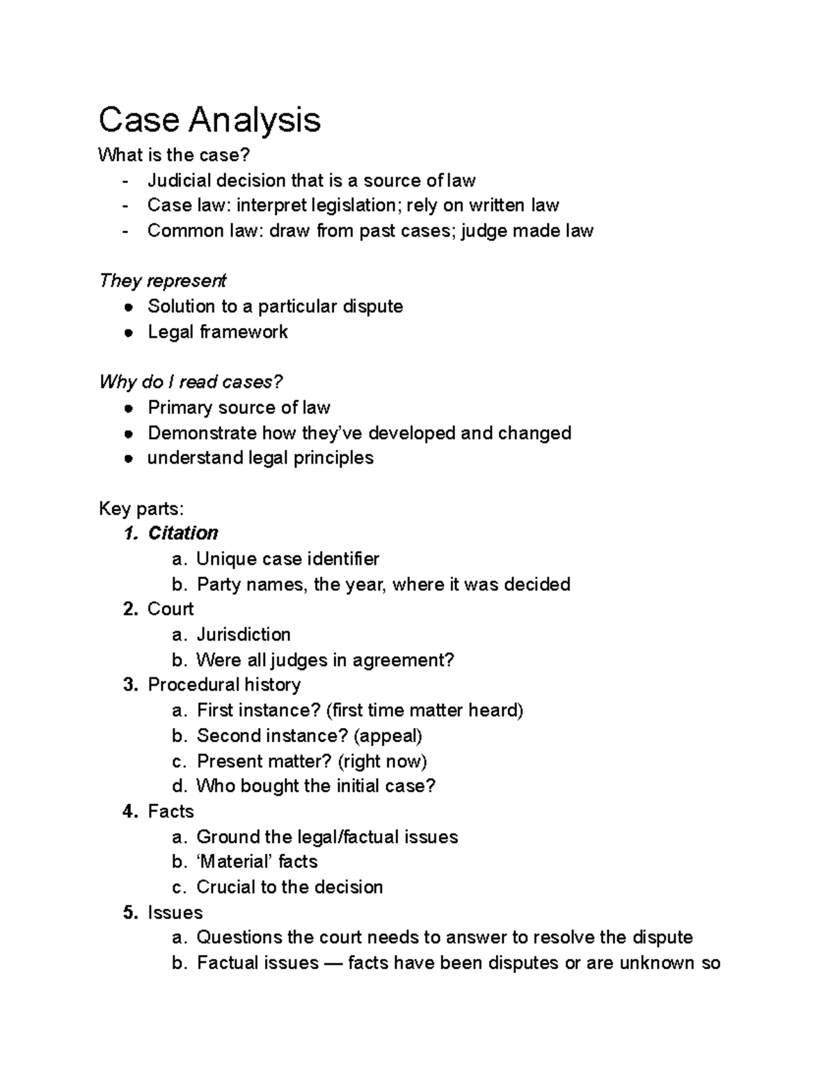 Analysing Cases - Lecture notes 1 - Case Analysis What is the case ...
