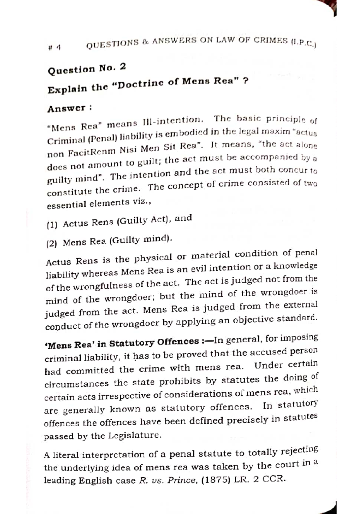 Doctrine of mens rea notes - Law, Society and Judicial Process - Studocu