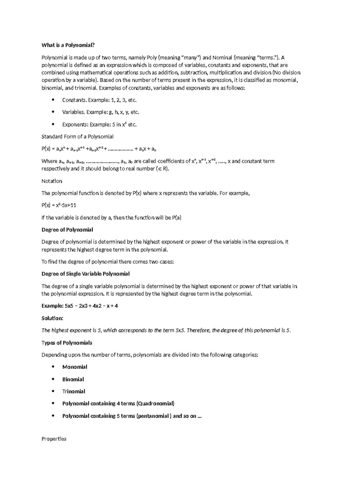 Polynomial - What is a Polynomial? Polynomial is made up of two terms ...