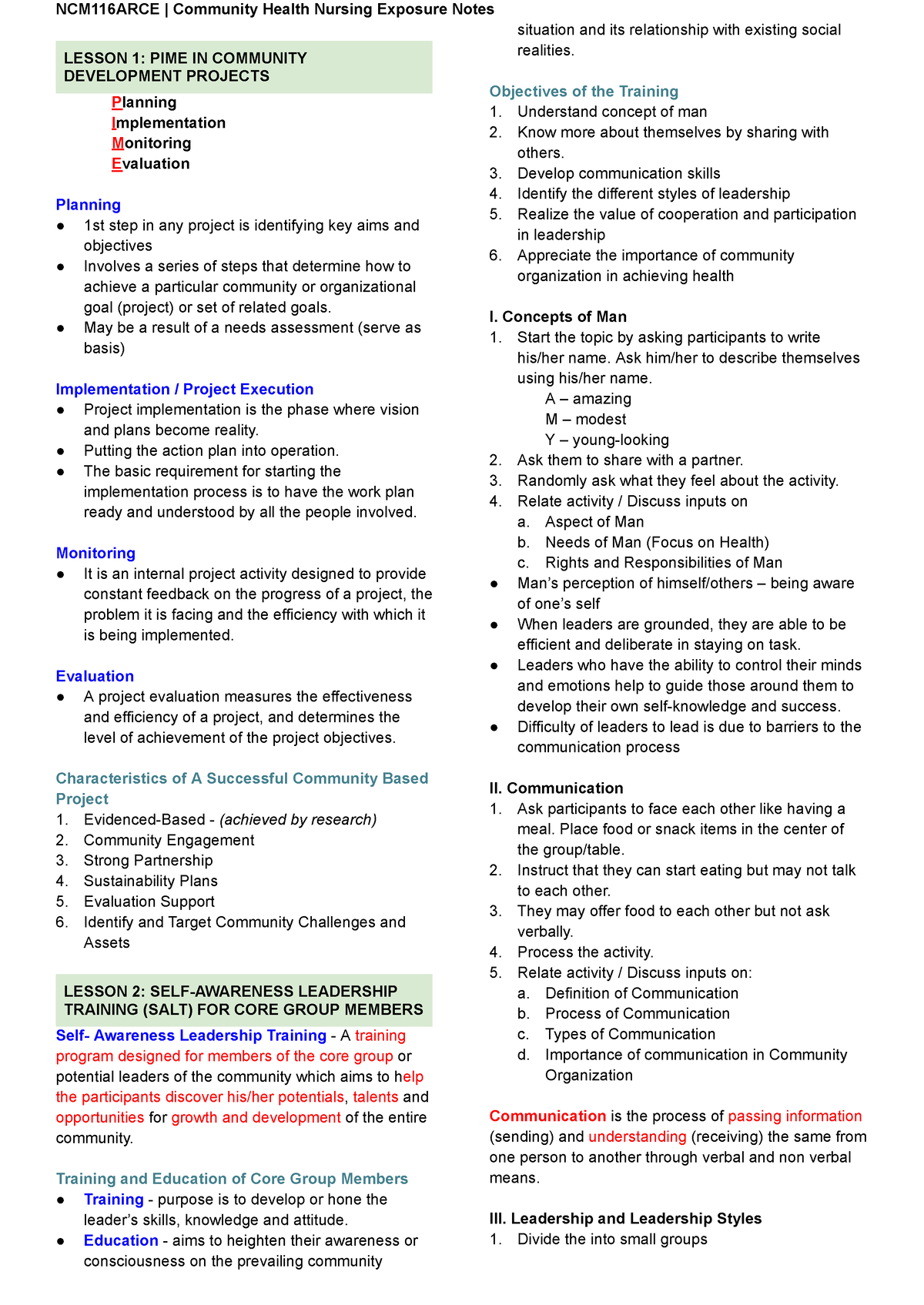 NCM116ARCE-CHN-Notes - Nursing - Studocu