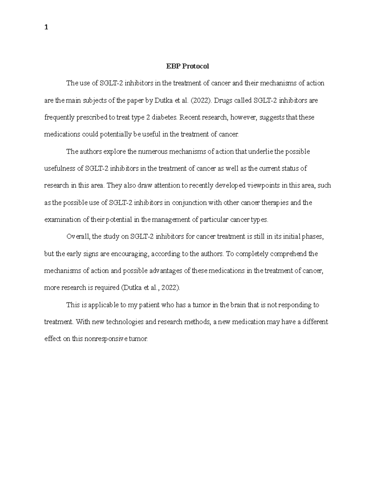 EBP Protocol - uploaded for guidance - 1 EBP Protocol The use of SGLT-2 ...