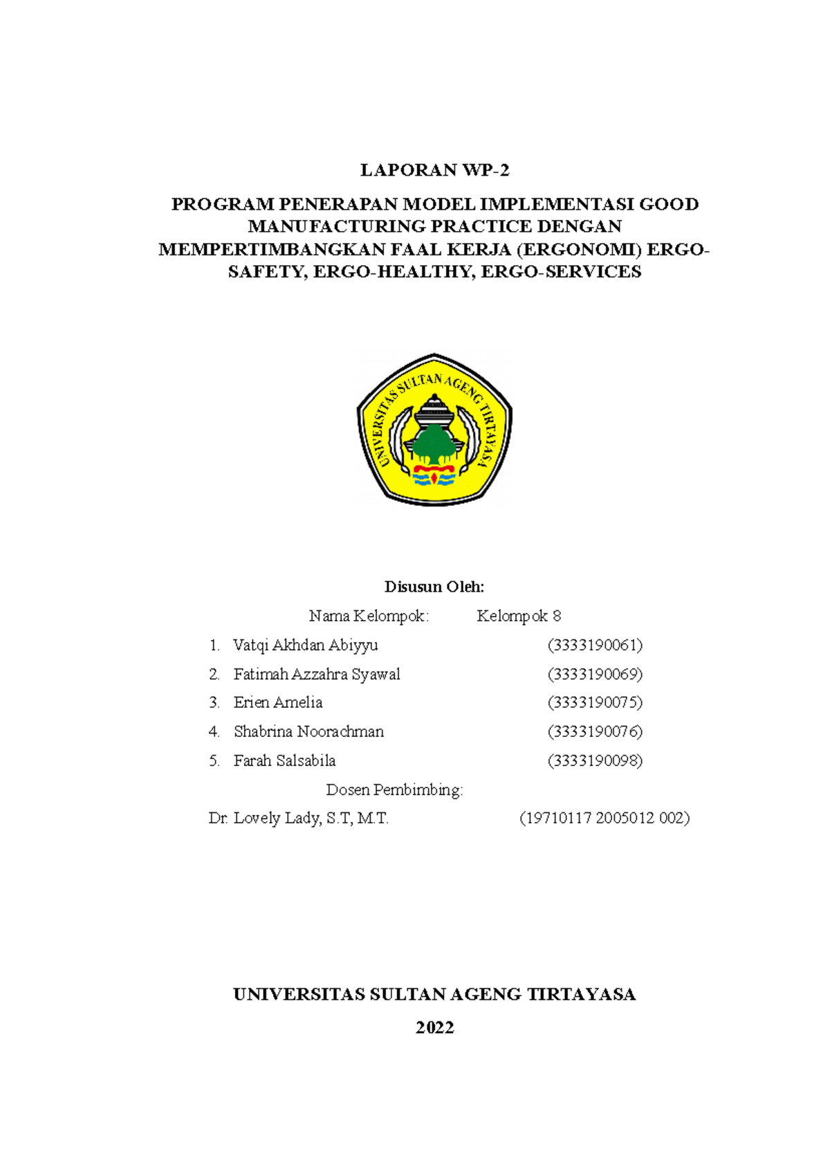 Wp 2 Laporan Penugasan 1 Laporan Wp Program Penerapan Model Implementasi Good Manufacturing 3142