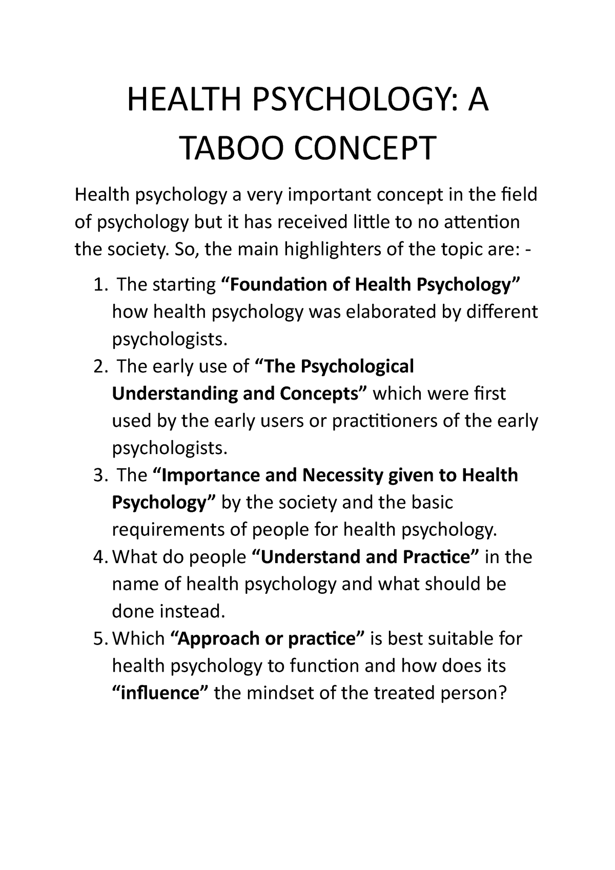 health psychology thesis topics