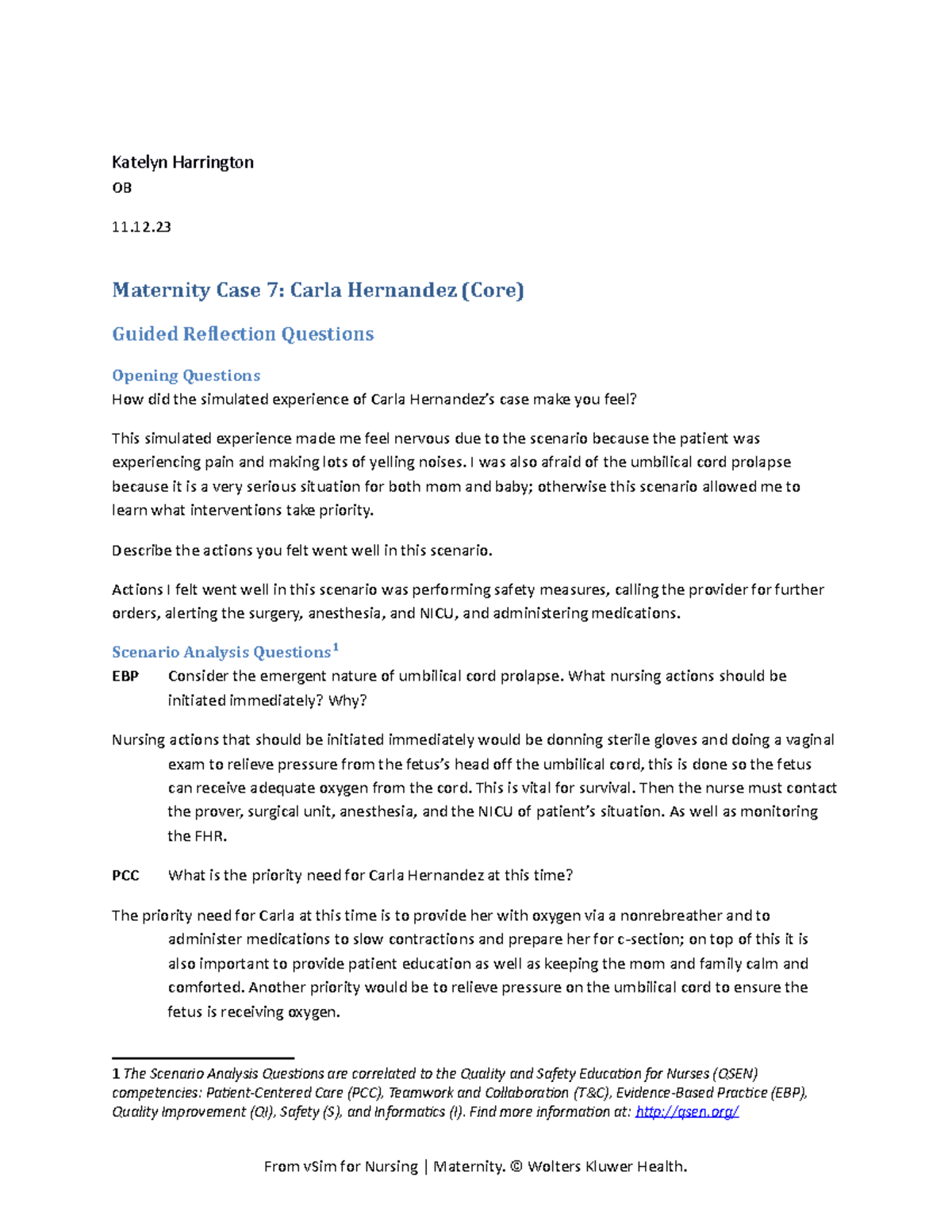 Maternity Case 07 Carla Hernandez Core GRQ Katelyn Harrington OB 11. Maternity Case 7 Carla